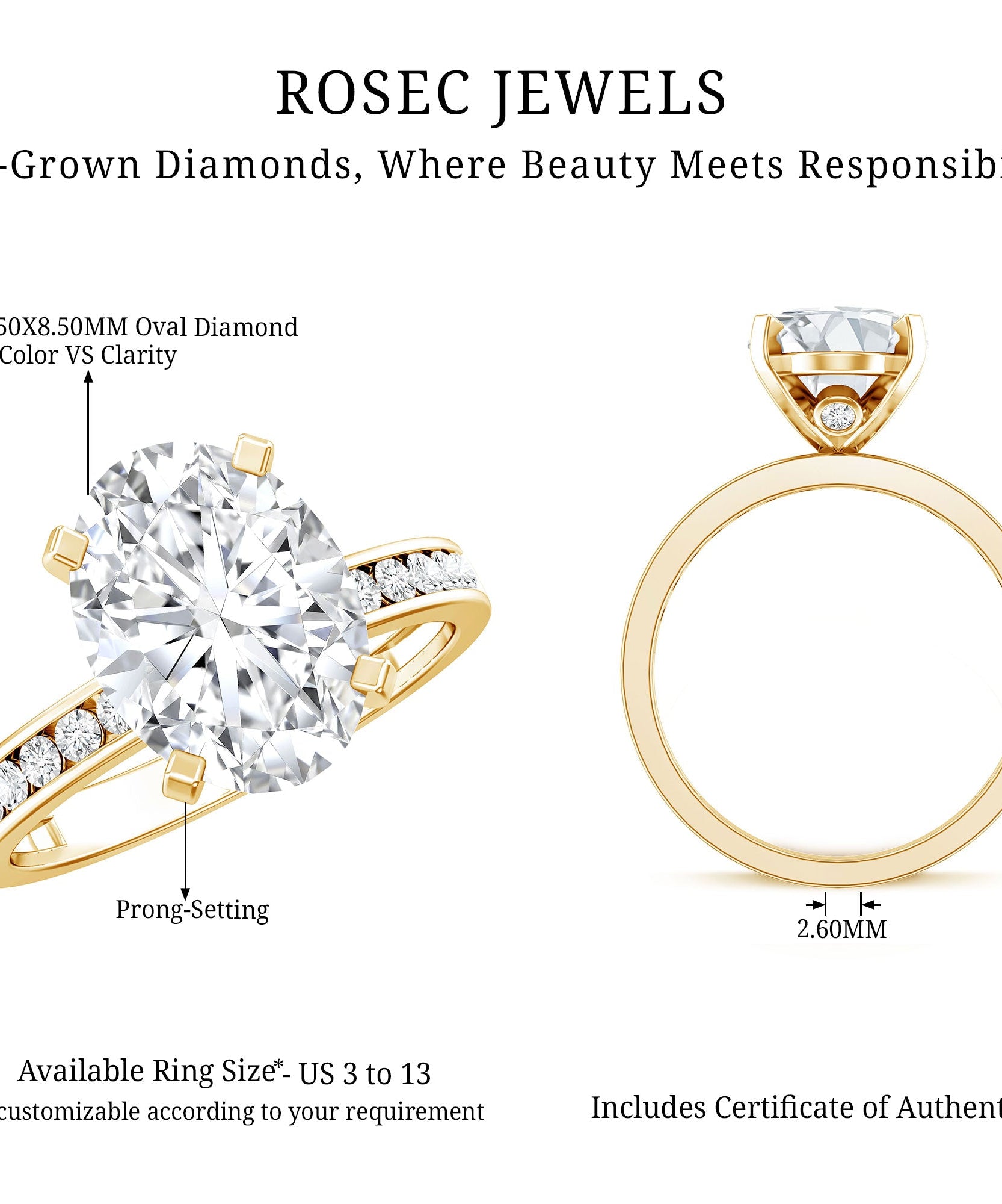 IGI Certified 3 Carat Lab Grown Diamond Oval Engagement Ring for Women