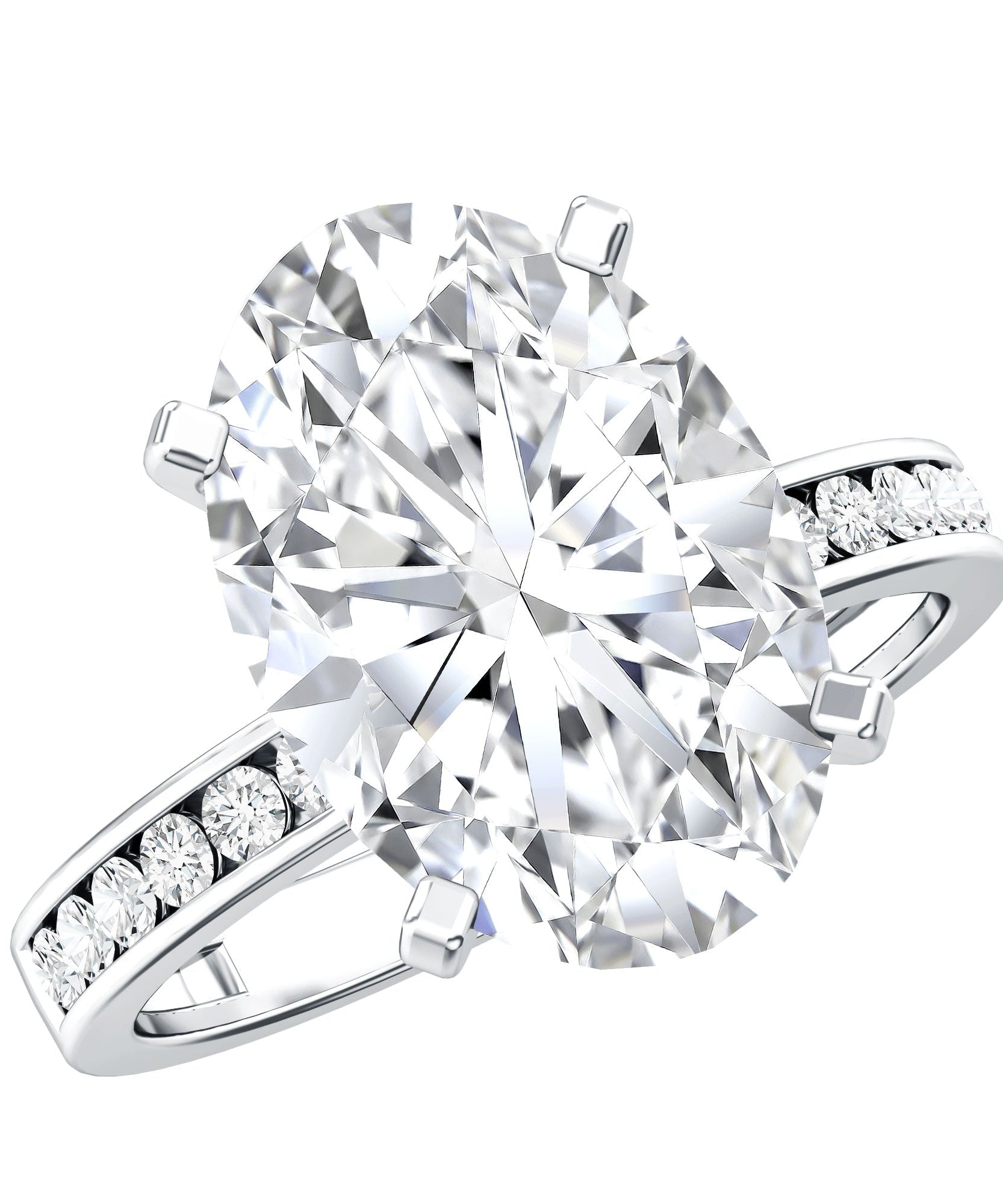 4 Carat Oval Shaped Lab Grown Diamond Huge Engagement Ring with IGI Certificate
