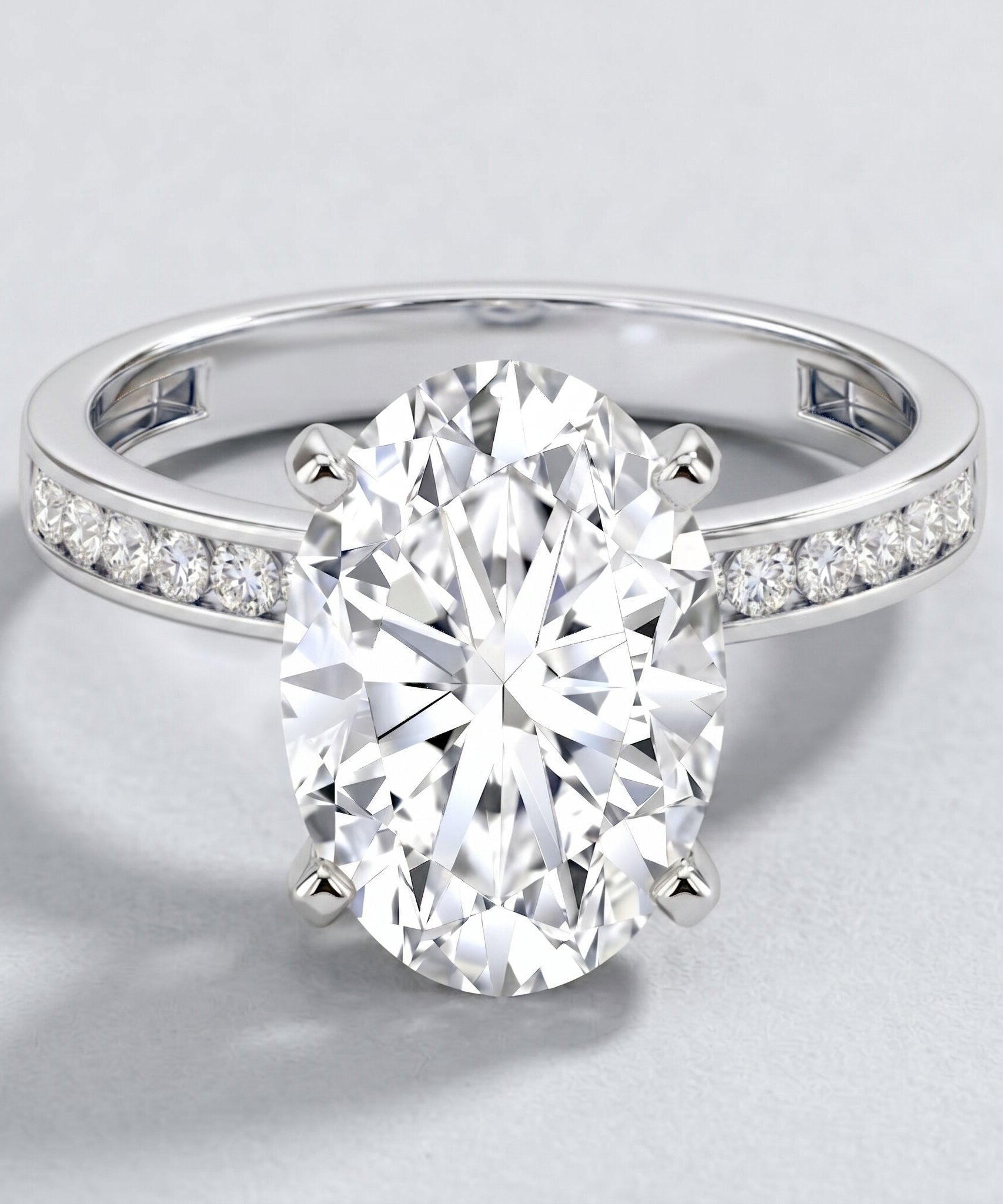 4 Carat Oval Shaped Lab Grown Diamond Huge Engagement Ring with IGI Certificate