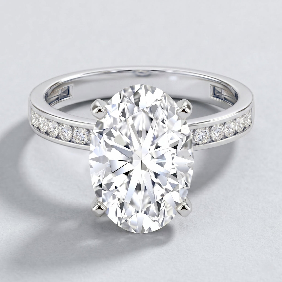 4 Carat Oval Shaped Lab Grown Diamond Huge Engagement Ring with IGI Certificate