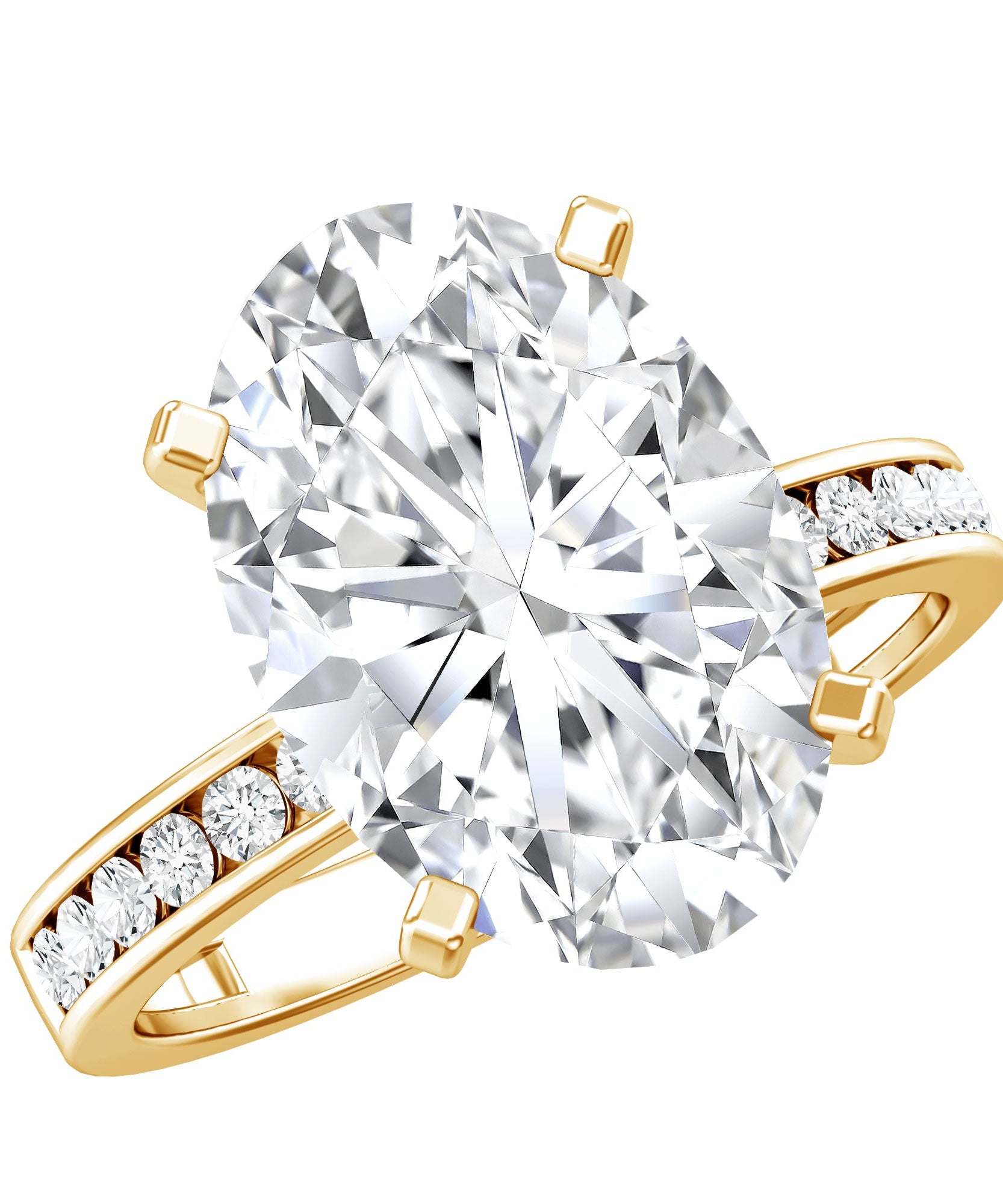 4 Carat Oval Shaped Lab Grown Diamond Huge Engagement Ring with IGI Certificate
