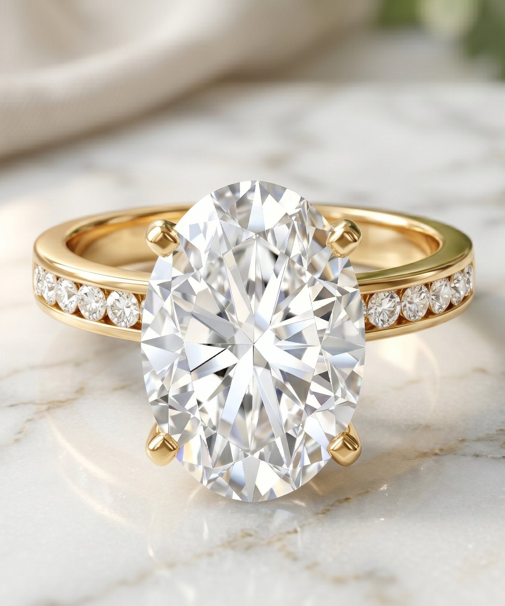 4 Carat Oval Shaped Lab Grown Diamond Huge Engagement Ring with IGI Certificate