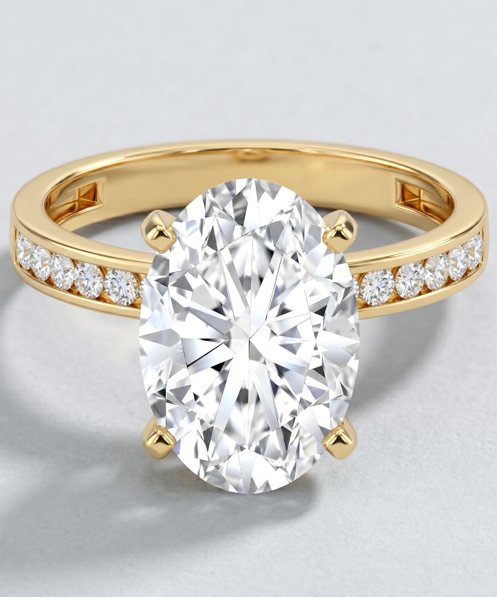 4 Carat Oval Shaped Lab Grown Diamond Huge Engagement Ring with IGI Certificate