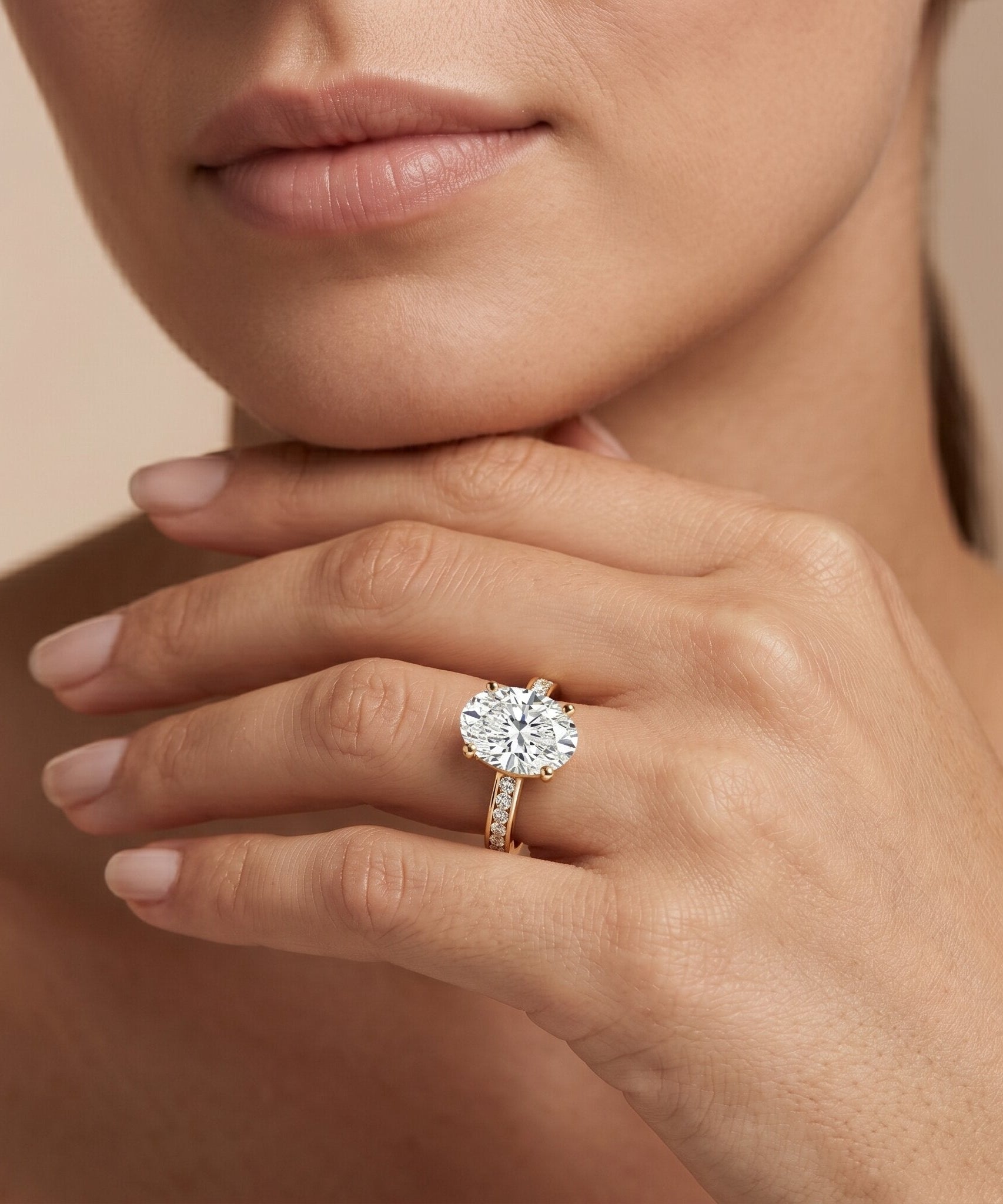 4 Carat Oval Shaped Lab Grown Diamond Huge Engagement Ring with IGI Certificate