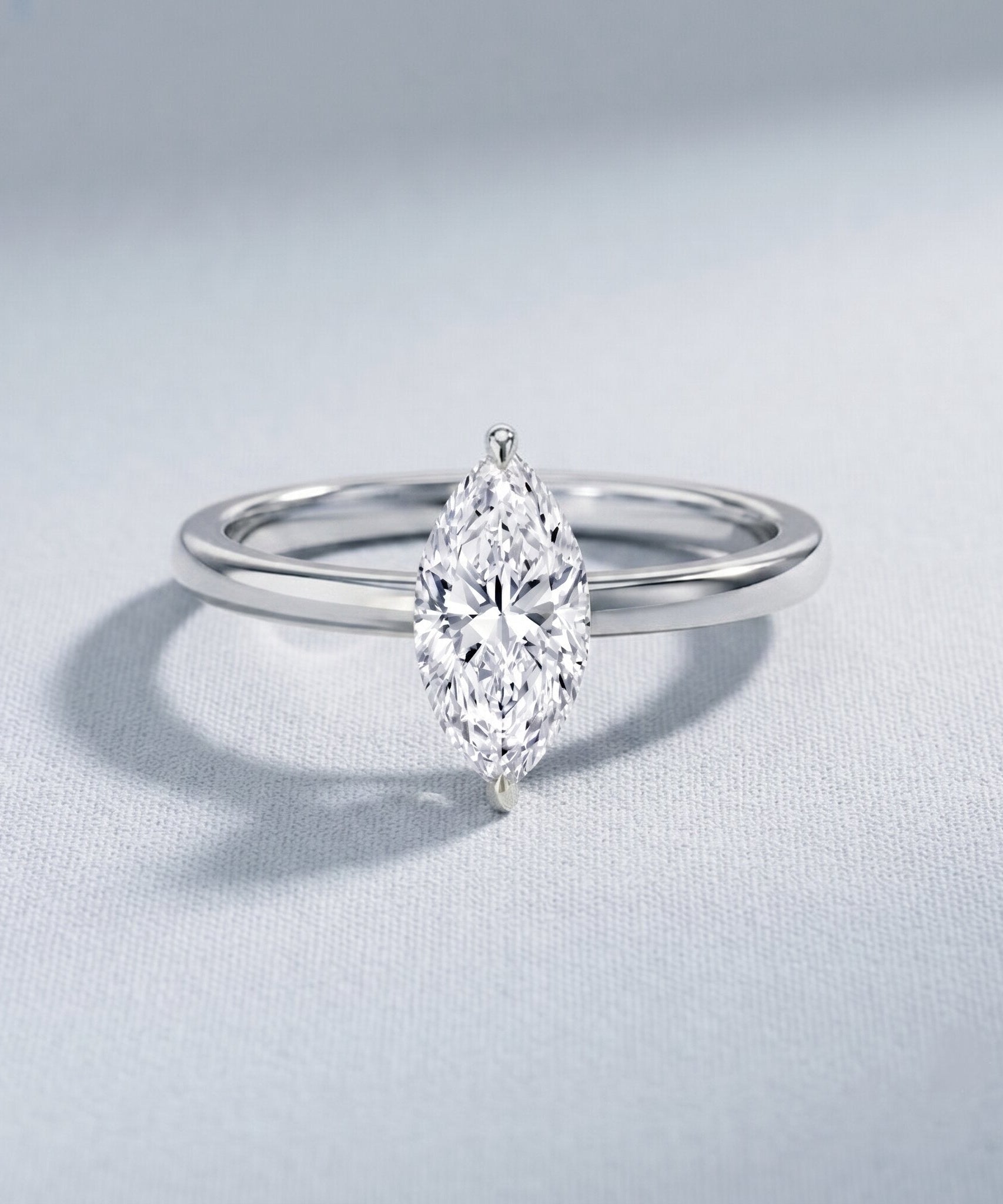 IGI Certified Lab Grown 1 Carat Diamond Marquise Engagement Ring Solitaire