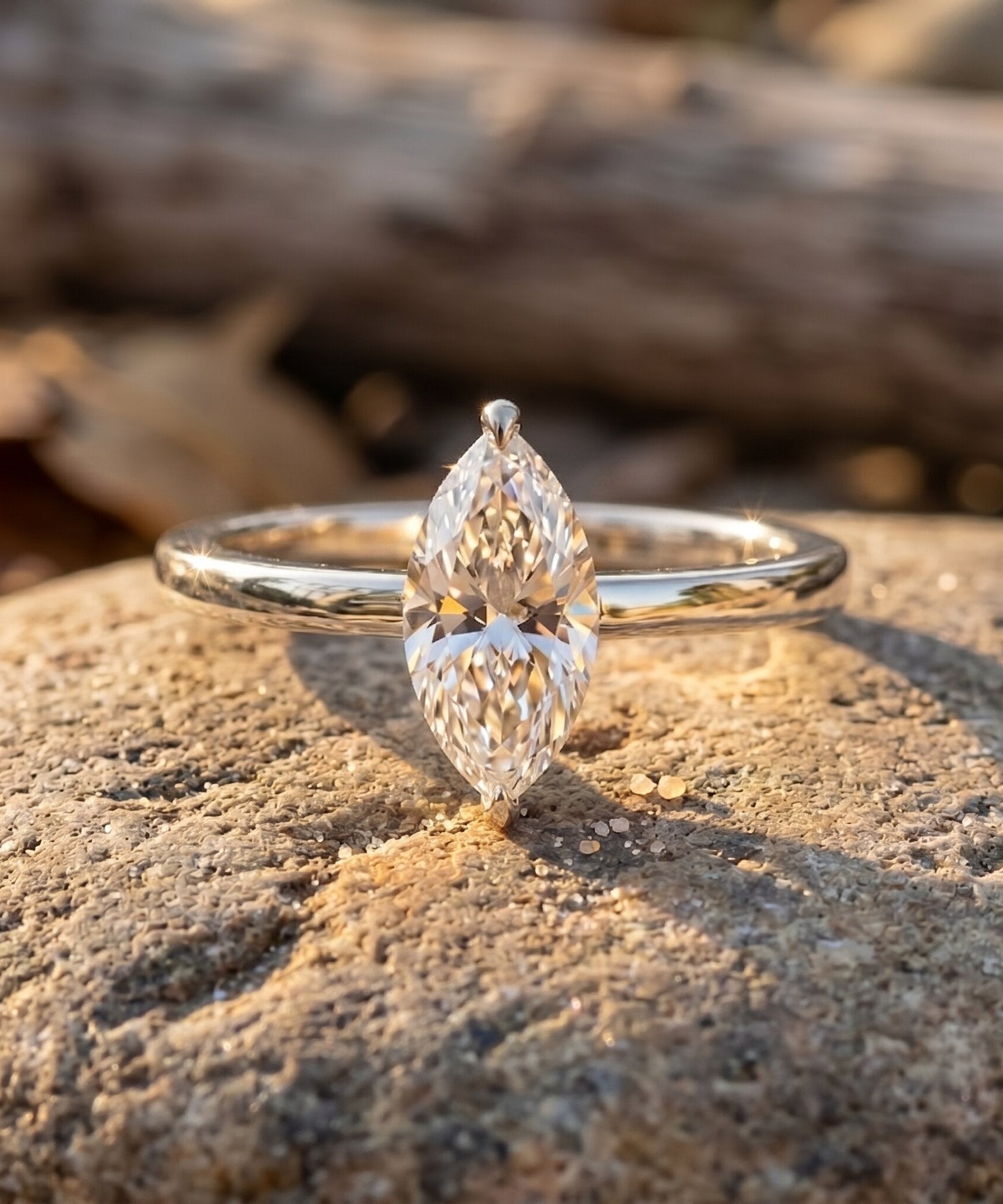IGI Certified Lab Grown 1 Carat Diamond Marquise Engagement Ring Solitaire