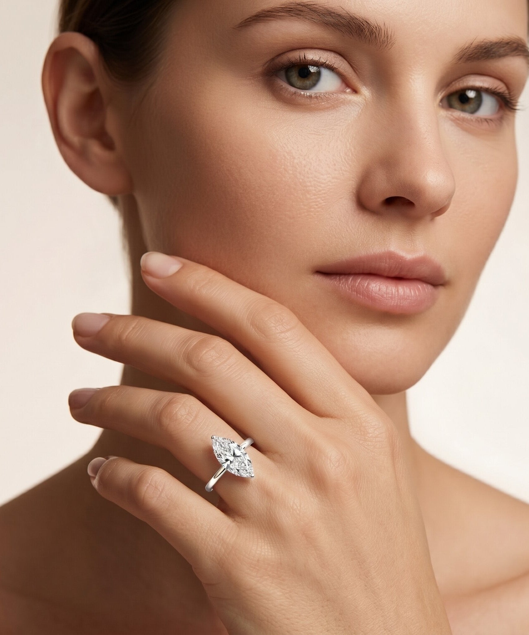 IGI Certified Lab Grown 1 Carat Diamond Marquise Engagement Ring Solitaire