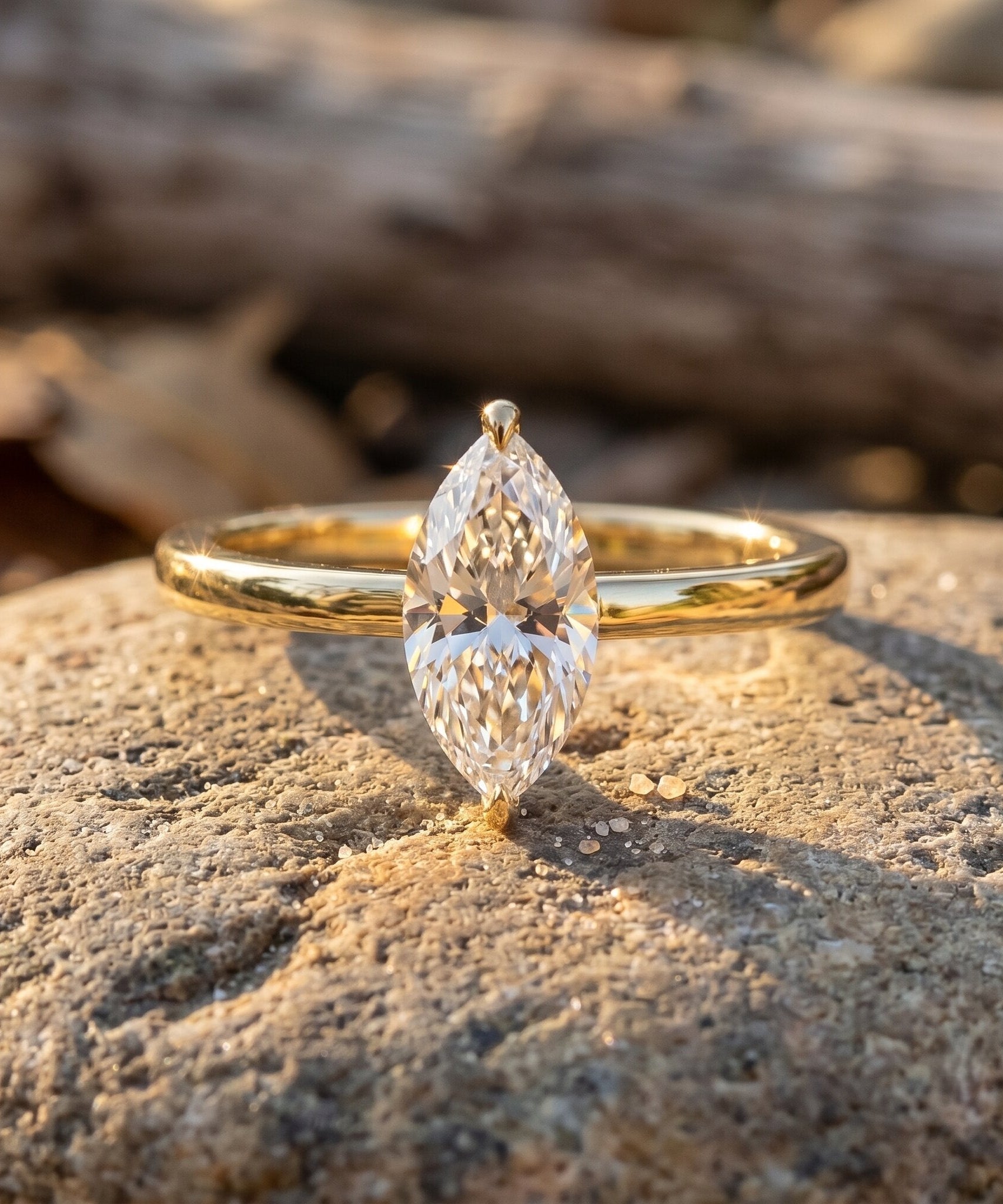 IGI Certified Lab Grown 1 Carat Diamond Marquise Engagement Ring Solitaire