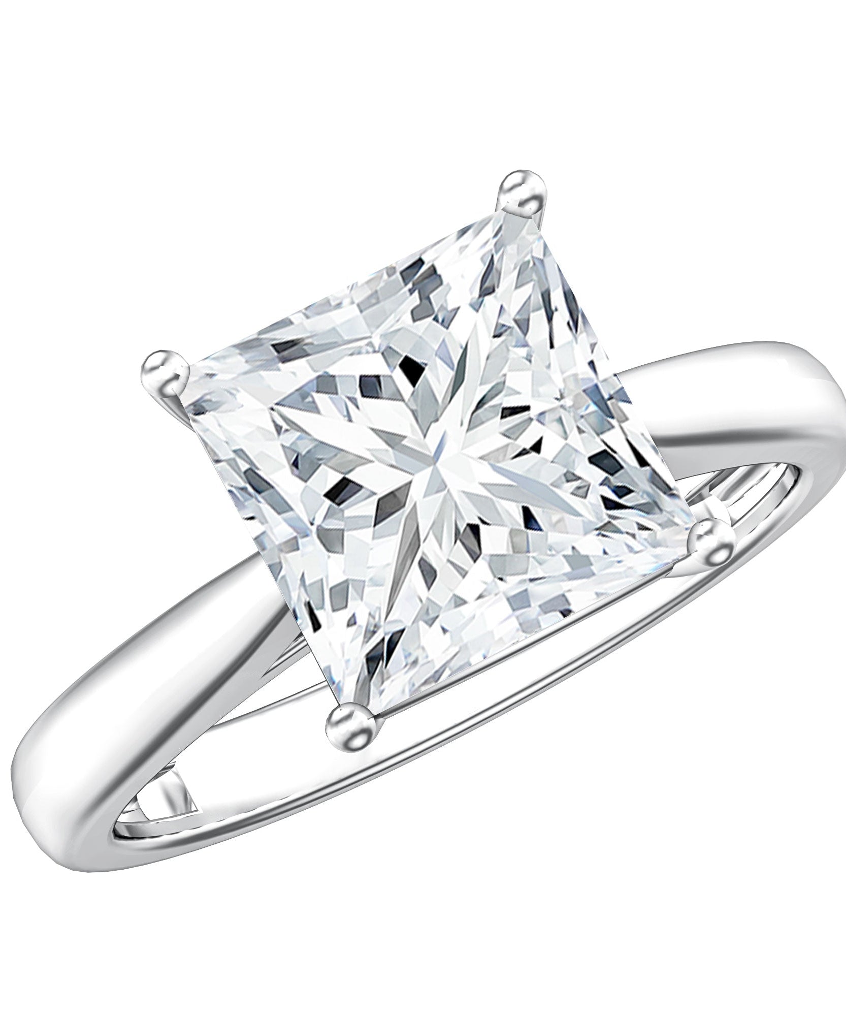 IGI Certified Lab Grown 3 Carat Diamond Princess Cut Engagement Ring Solitaire