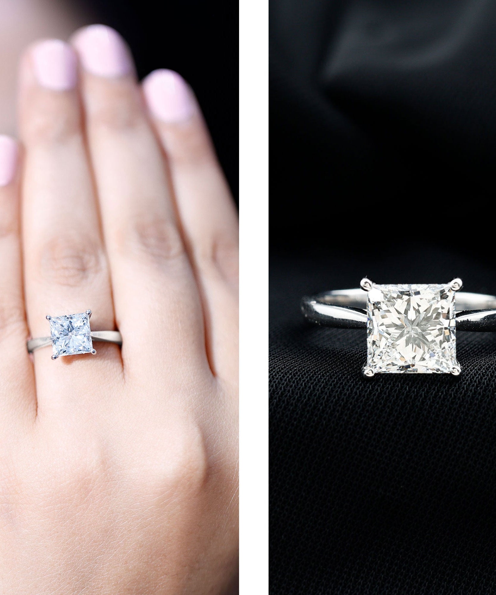 IGI Certified Lab Grown 3 Carat Diamond Princess Cut Engagement Ring Solitaire