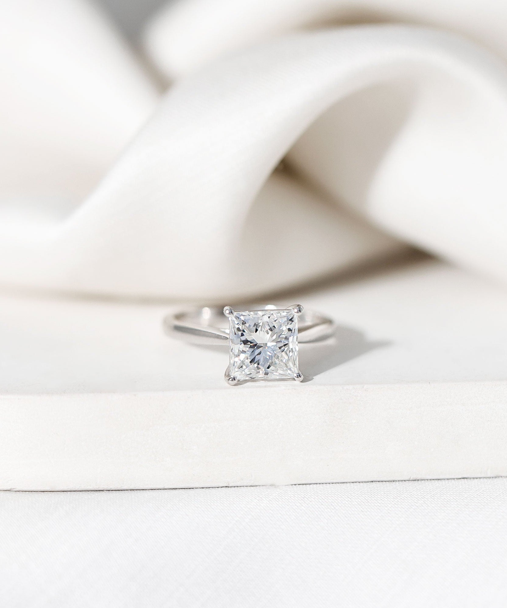 IGI Certified Lab Grown 3 Carat Diamond Princess Cut Engagement Ring Solitaire