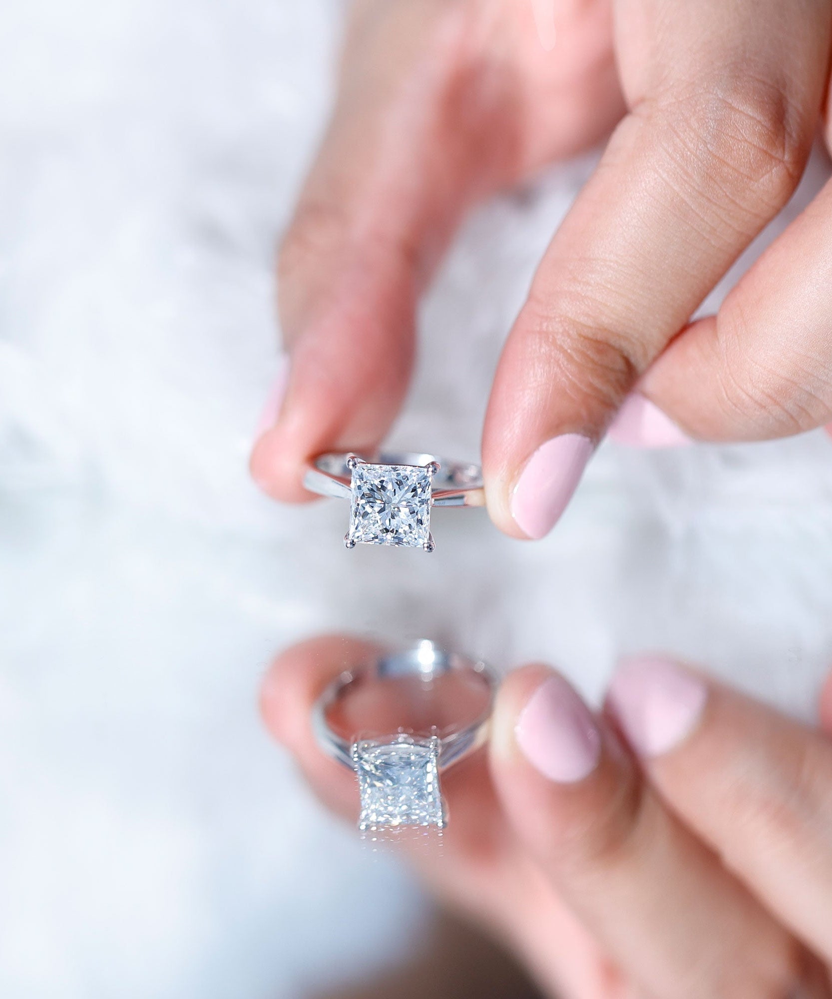 IGI Certified Lab Grown 3 Carat Diamond Princess Cut Engagement Ring Solitaire