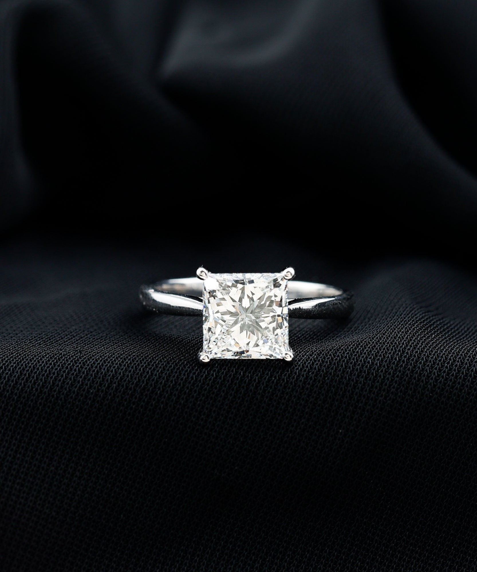 IGI Certified Lab Grown 3 Carat Diamond Princess Cut Engagement Ring Solitaire