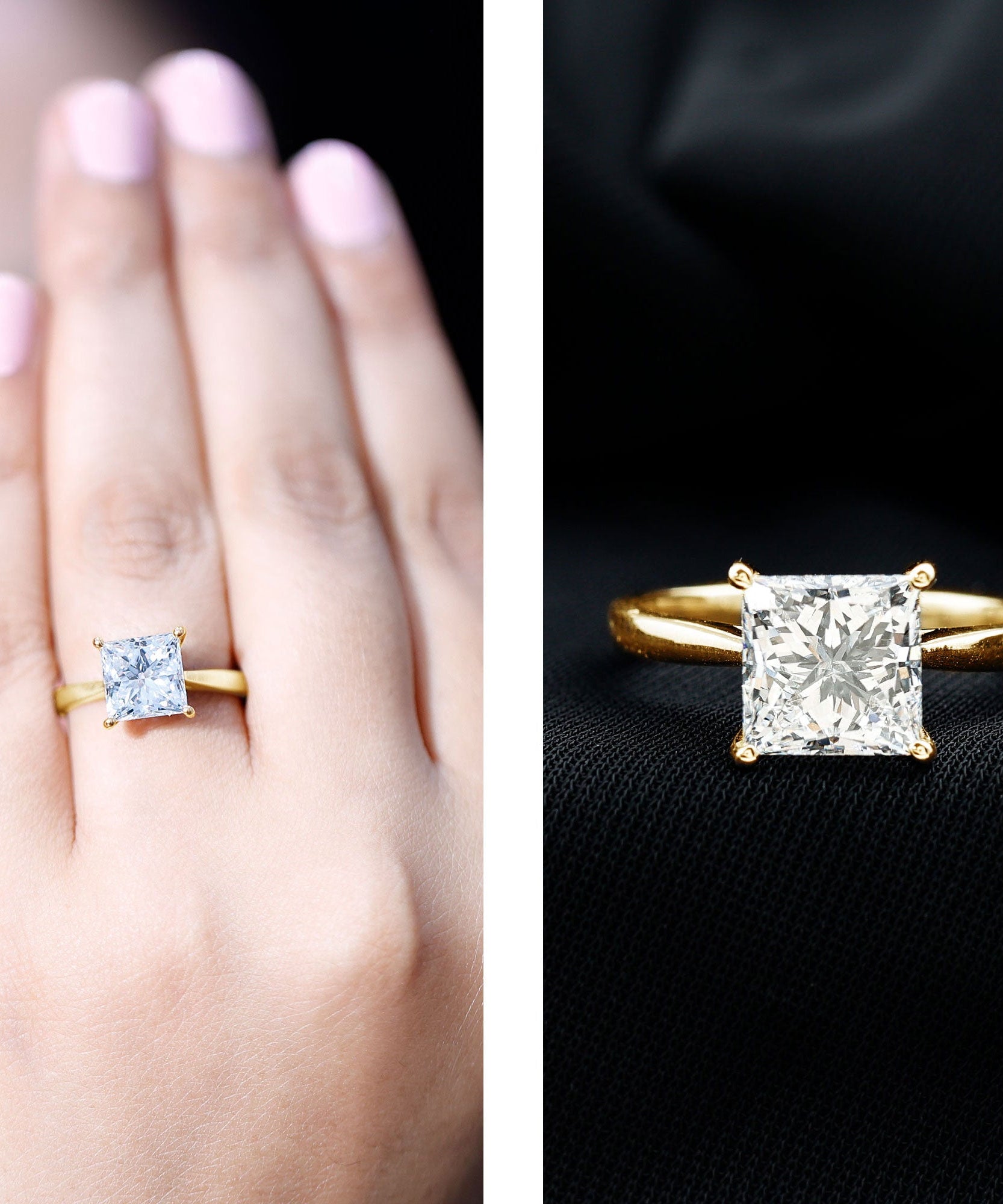IGI Certified Lab Grown 3 Carat Diamond Princess Cut Engagement Ring Solitaire