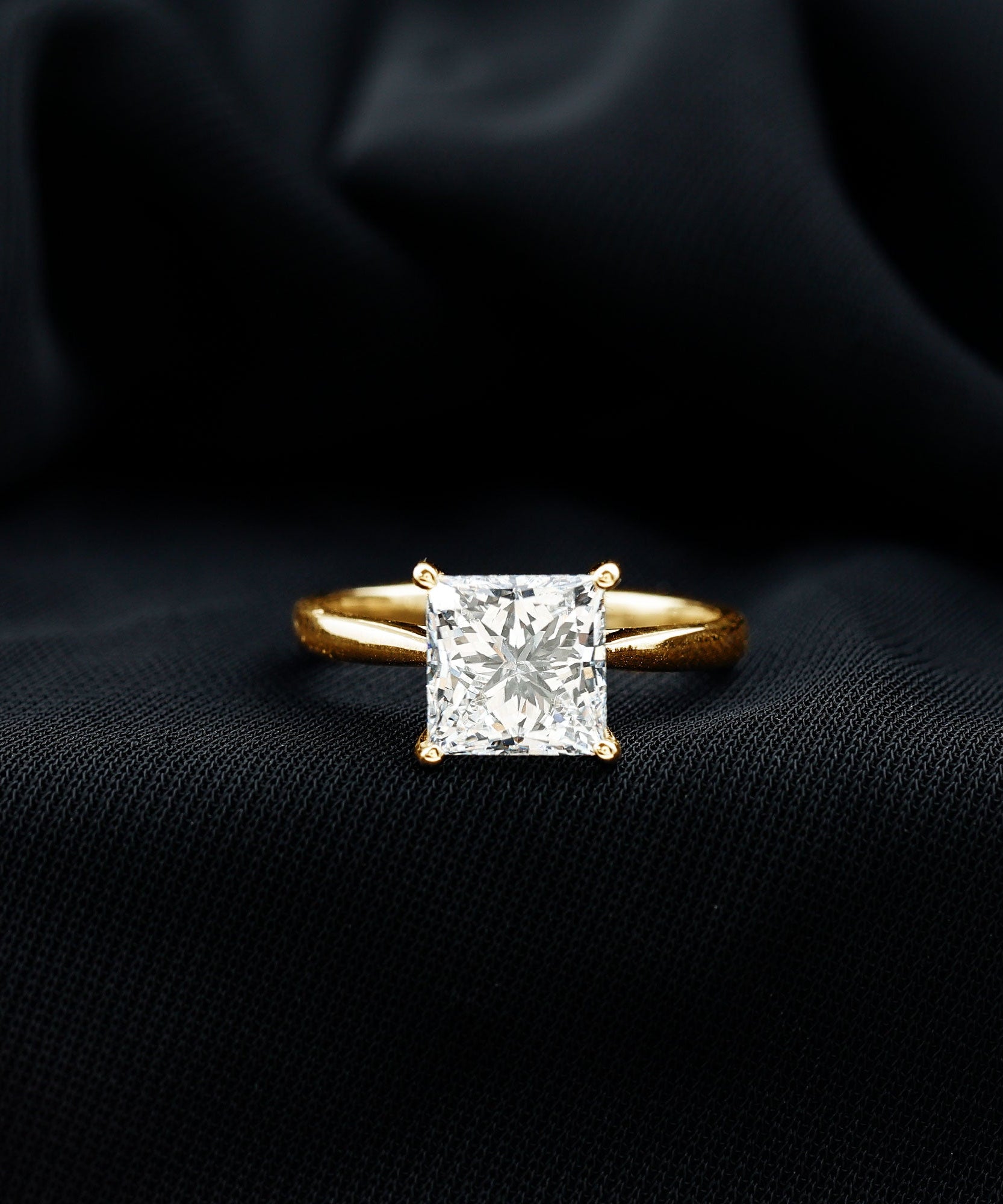 IGI Certified Lab Grown 3 Carat Diamond Princess Cut Engagement Ring Solitaire
