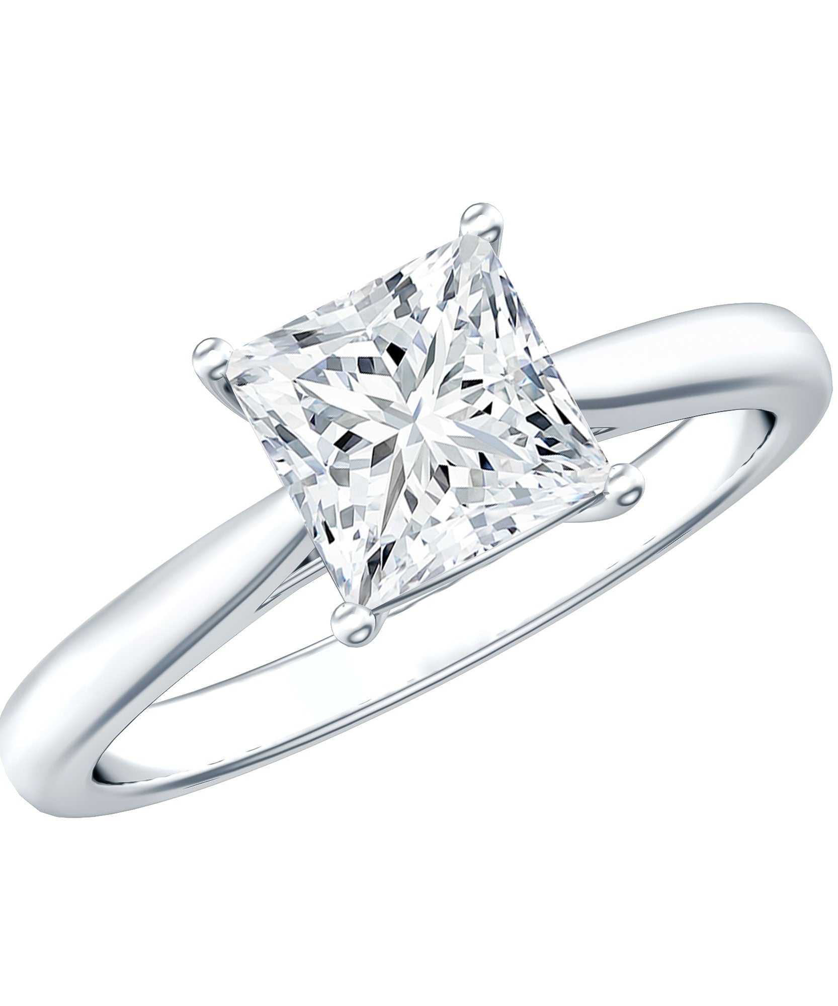 Solitaire 1 Carat Princess Cut Lab Grown Diamond Engagement Ring with IGI Certificate