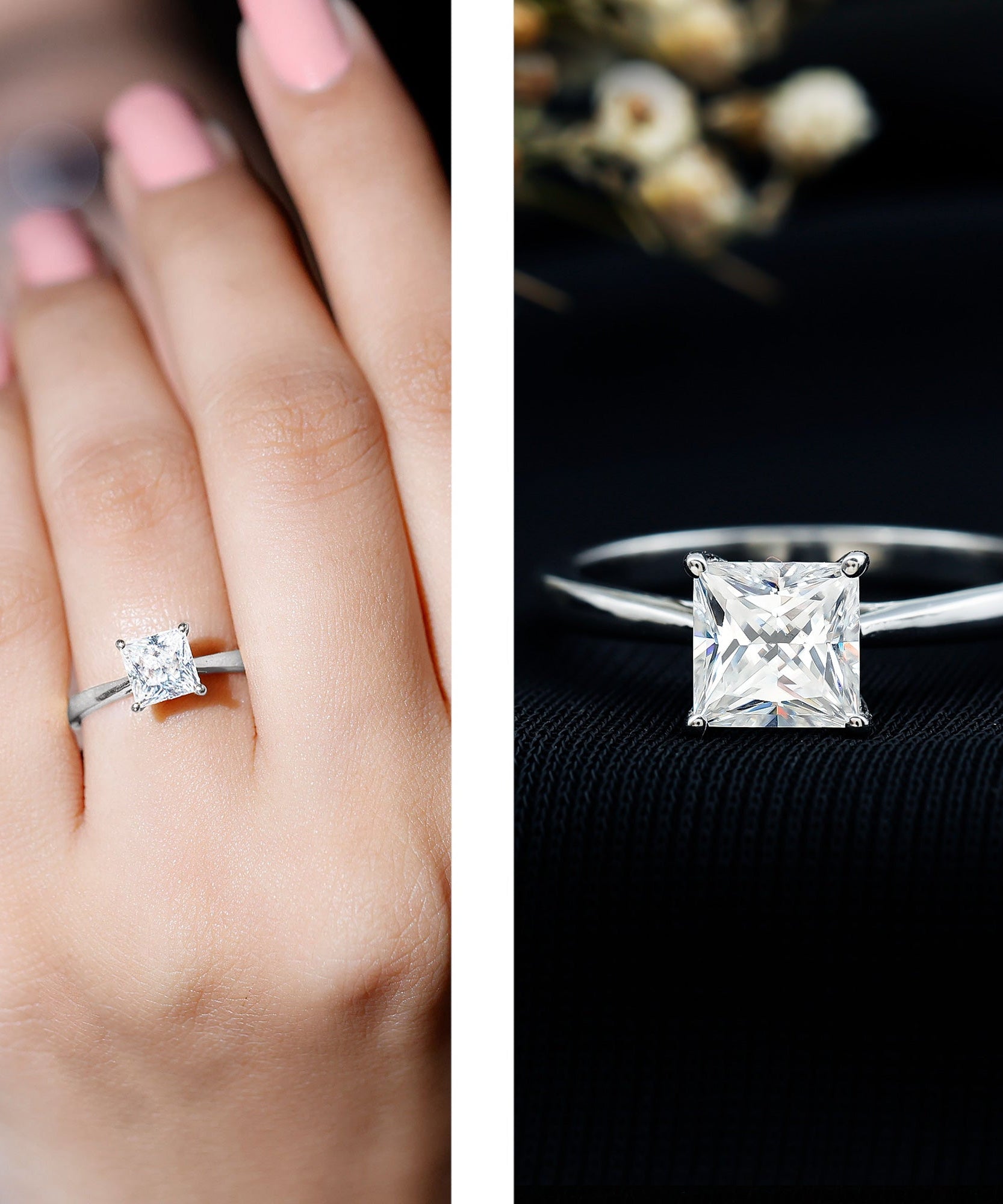 Solitaire 1 Carat Princess Cut Lab Grown Diamond Engagement Ring with IGI Certificate