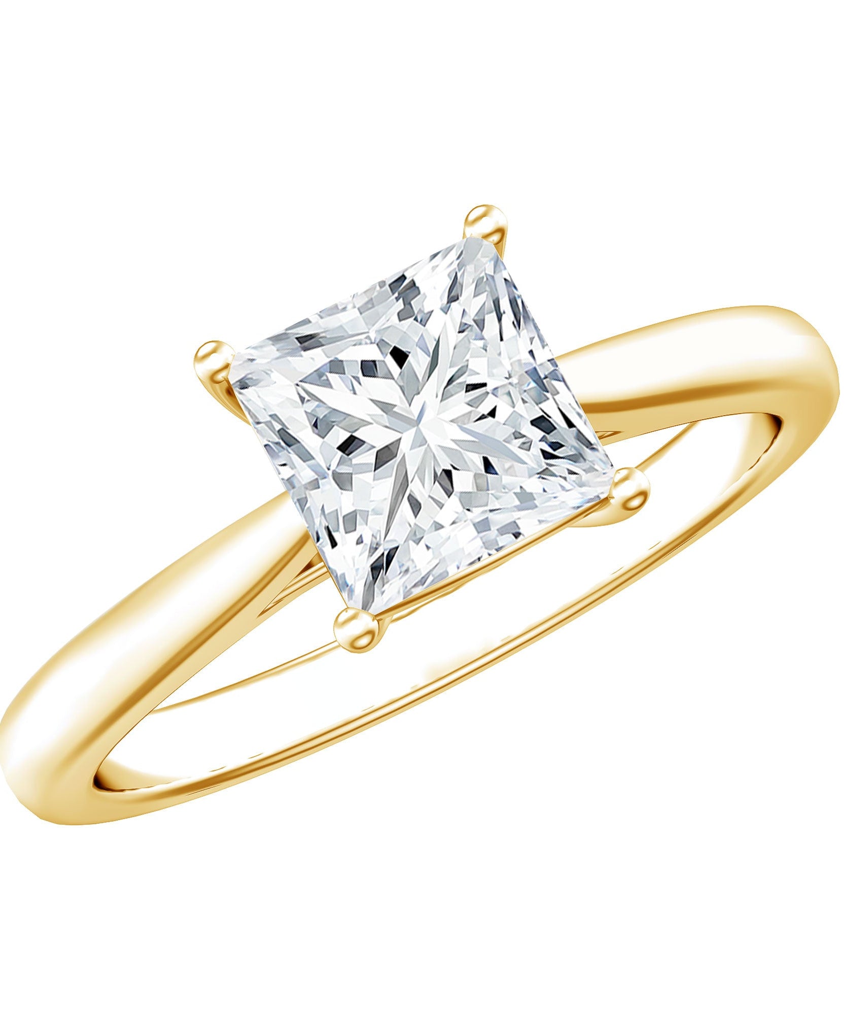 Solitaire 1 Carat Princess Cut Lab Grown Diamond Engagement Ring with IGI Certificate