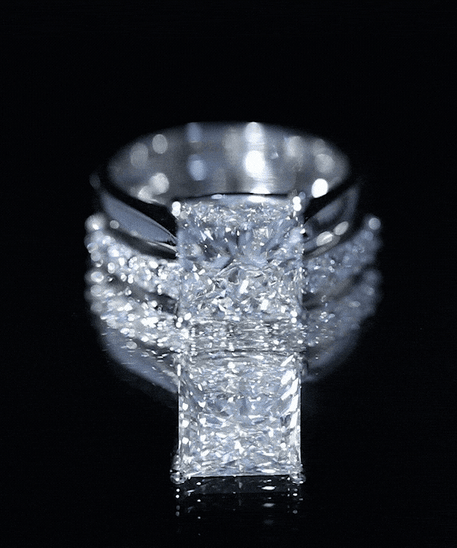 IGI Certified 4 Carat Princess Cut Lab Grown Diamond Solitaire Wedding Ring Set