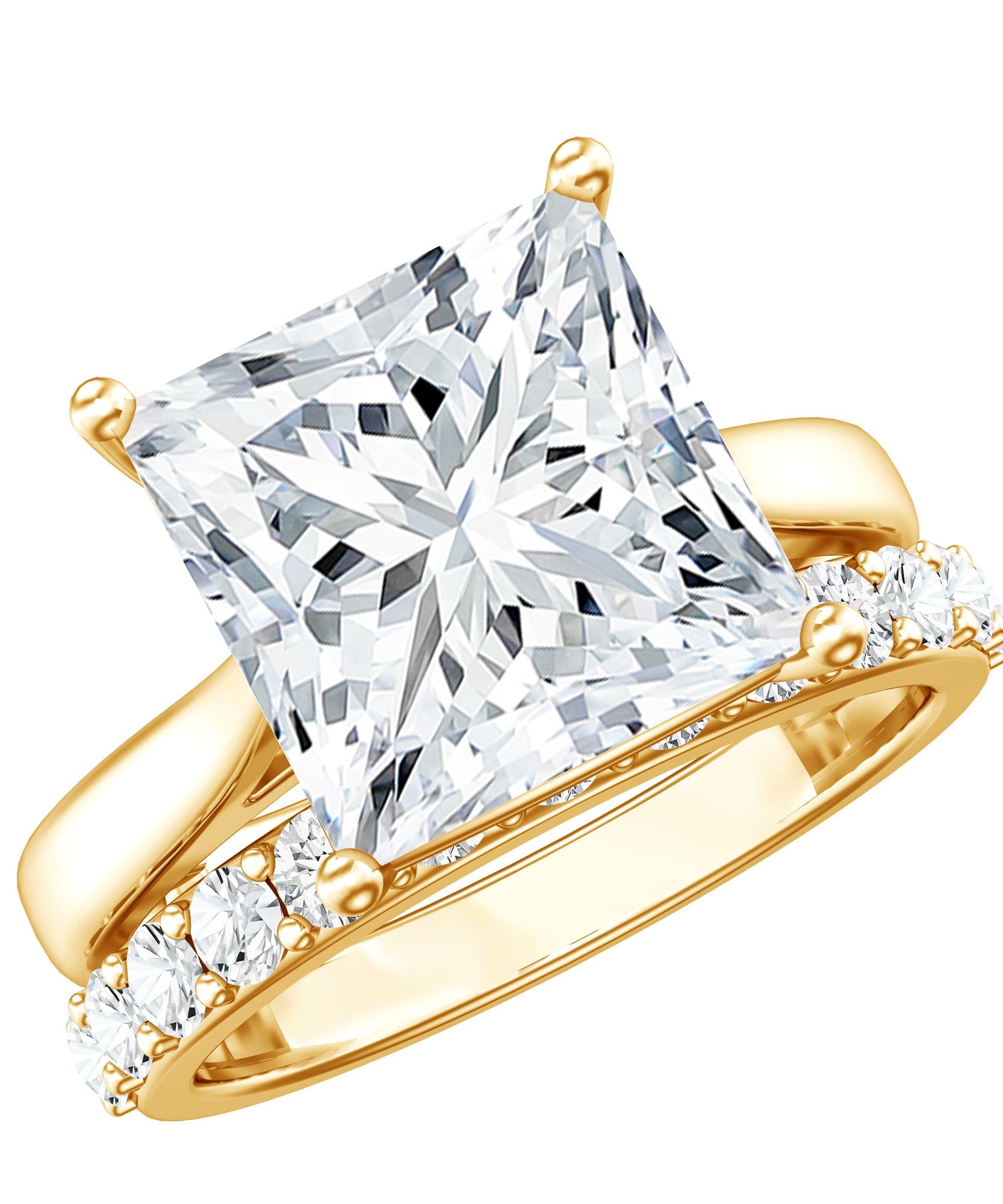 5 Carat Huge Lab Grown Diamond Princess Cut Engagement Ring Set with IGI Certificate