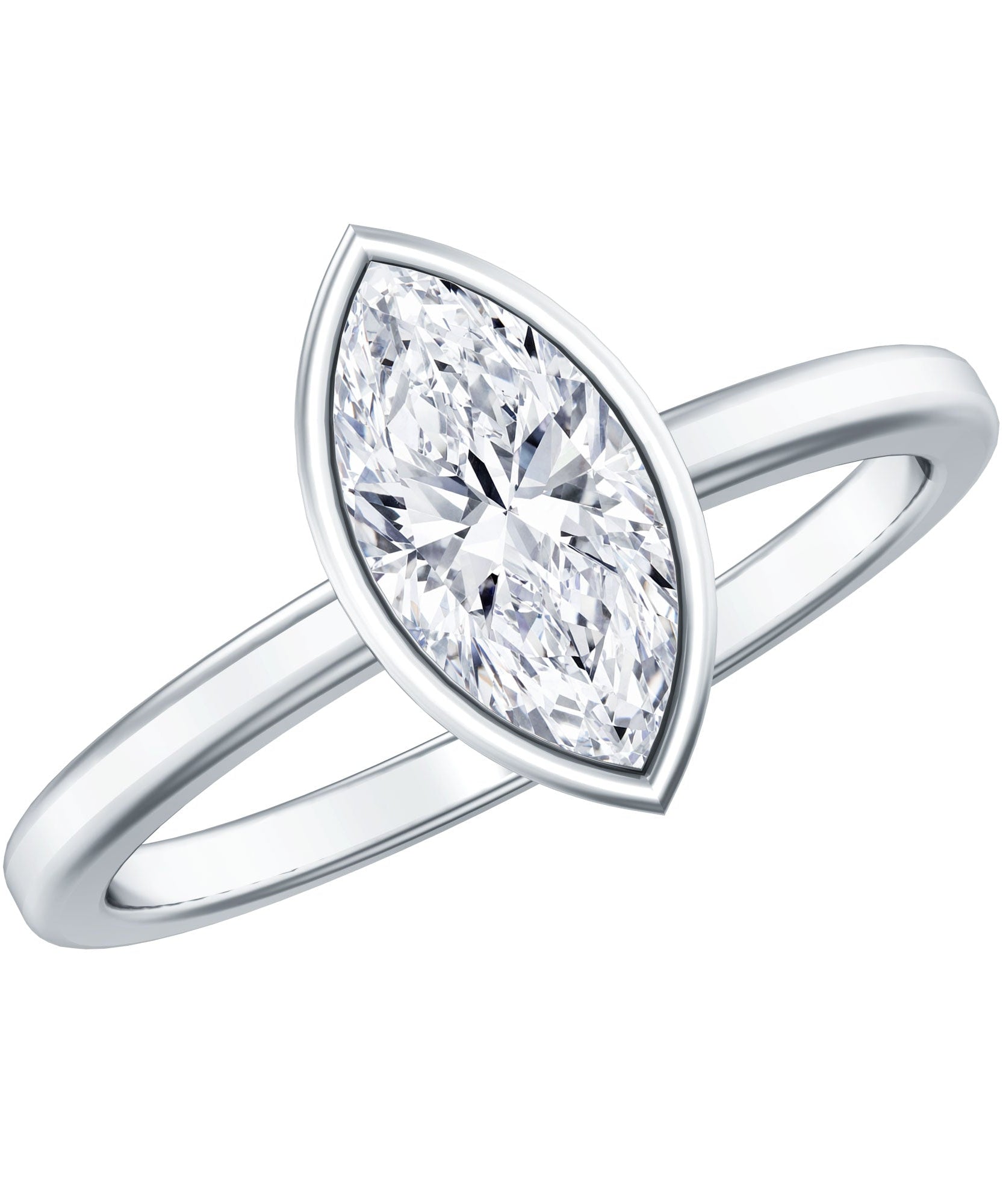 IGI Certified 1 Carat Marquise Lab Grown Diamond Engagement Ring in Bezel Setting