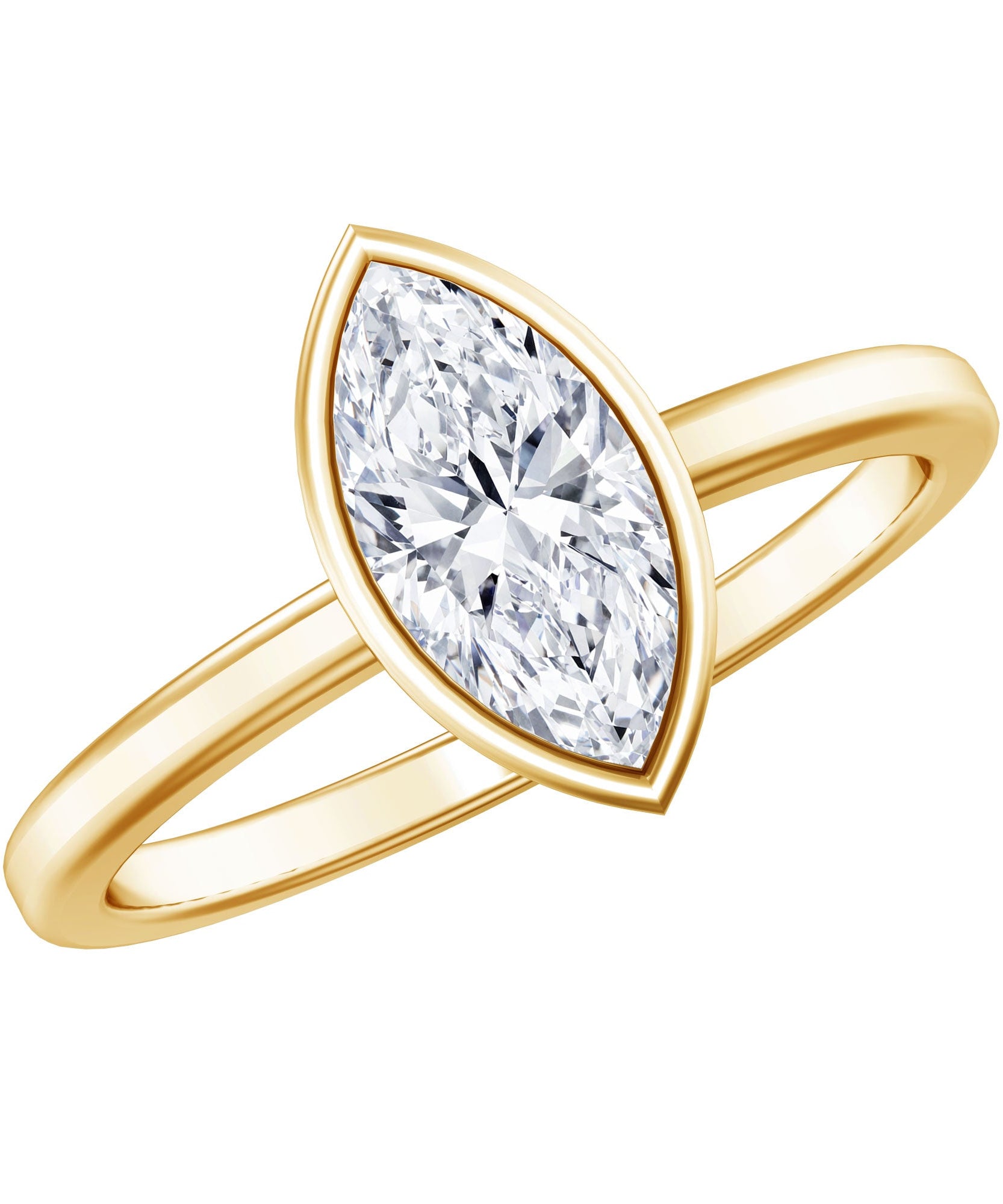 IGI Certified 1 Carat Marquise Lab Grown Diamond Engagement Ring in Bezel Setting