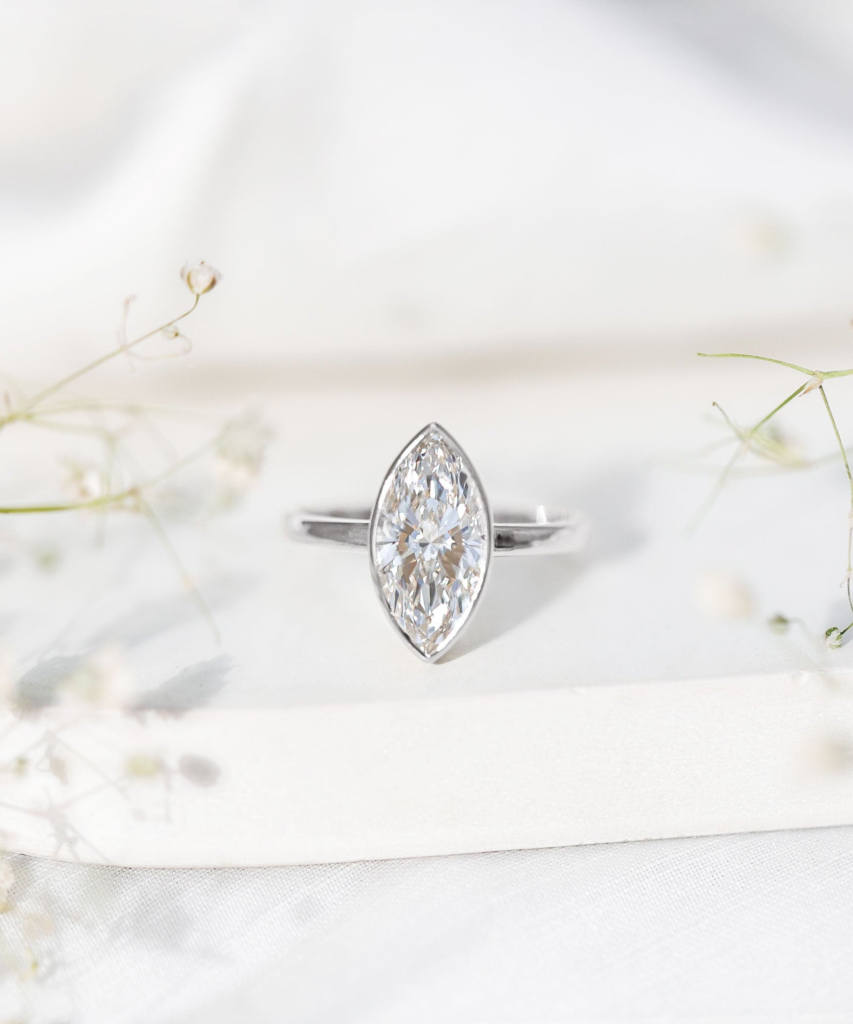 IGI Certified 3 Carat Solitaire Lab Grown Diamond Marquise Cut Engagement Ring