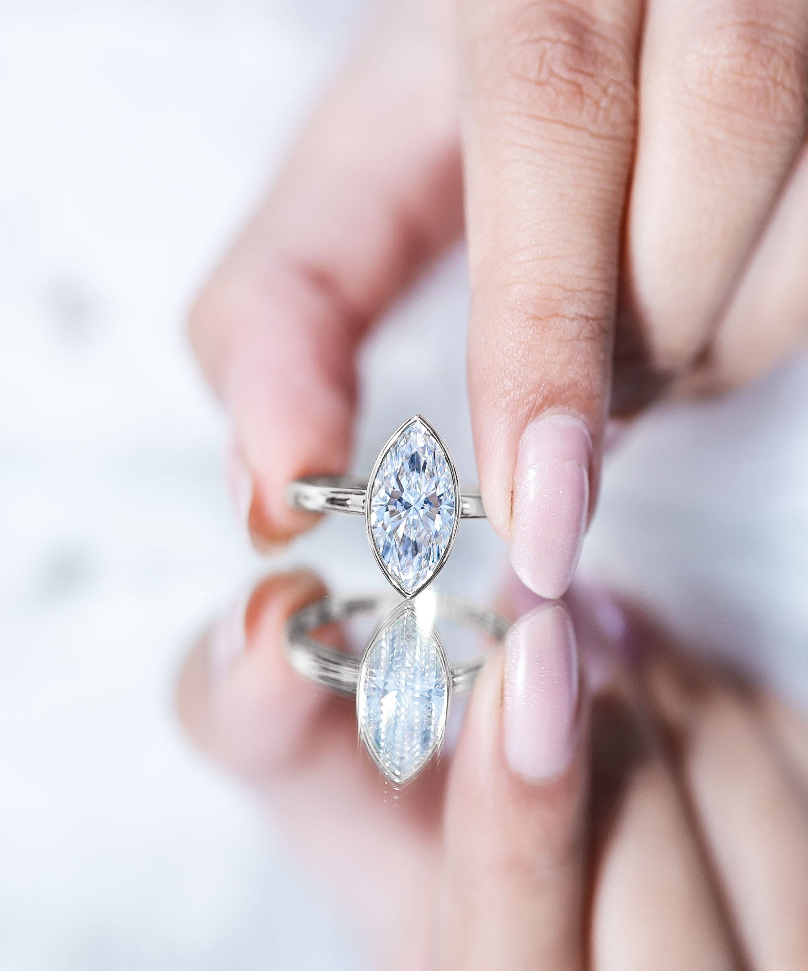 IGI Certified 3 Carat Solitaire Lab Grown Diamond Marquise Cut Engagement Ring