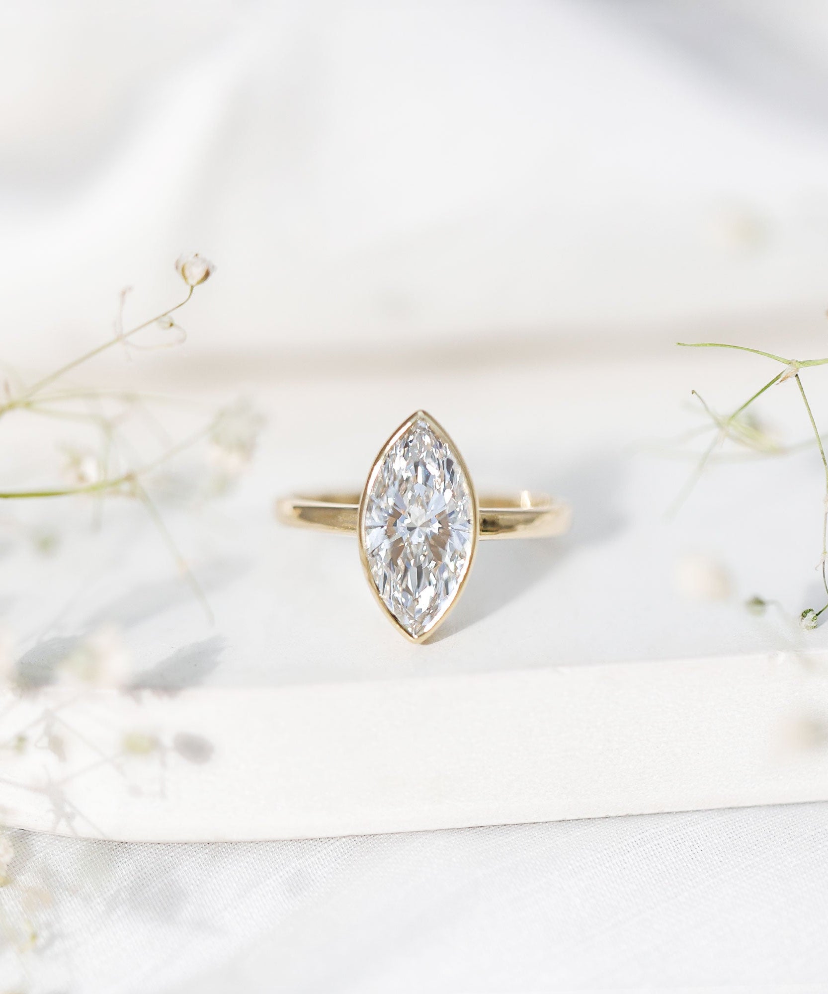 IGI Certified 3 Carat Solitaire Lab Grown Diamond Marquise Cut Engagement Ring
