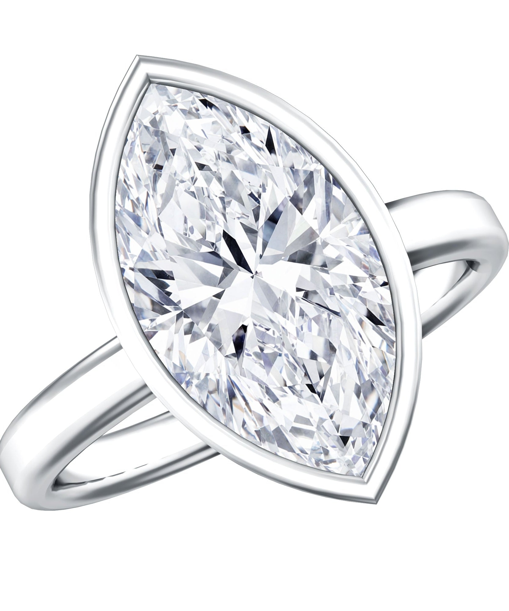 4 Carat Marquise Cut Lab Grown Diamond Bezel Engagement Ring with IGI Certificate