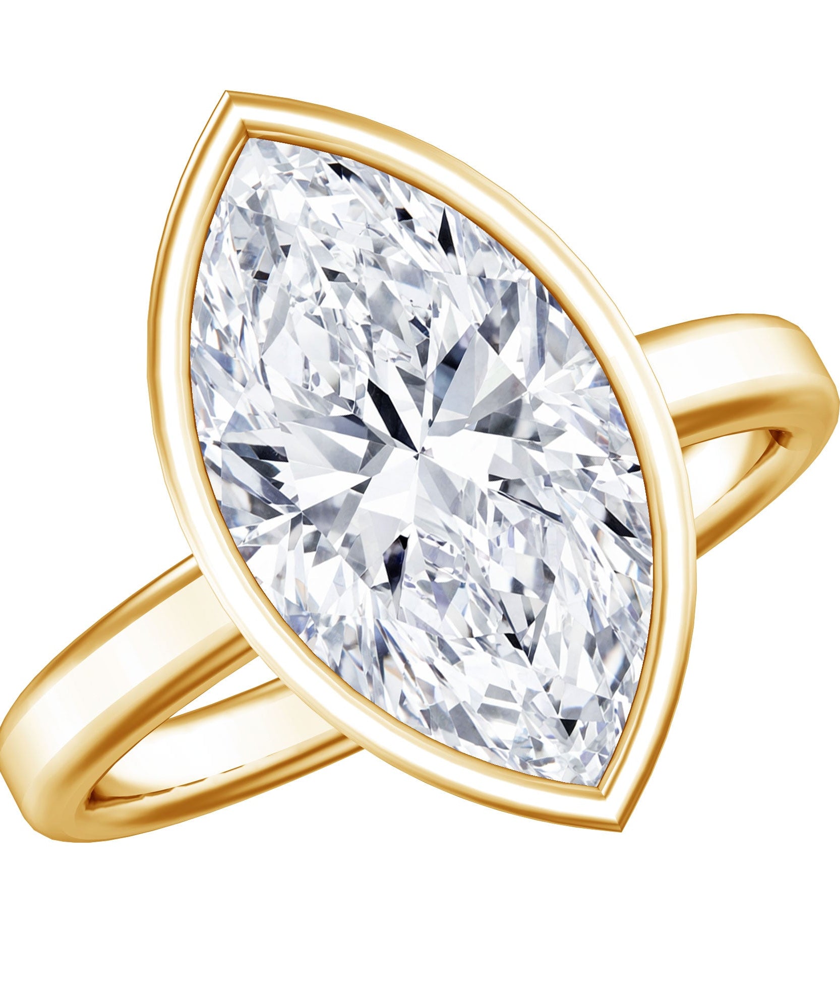 4 Carat Marquise Cut Lab Grown Diamond Bezel Engagement Ring with IGI Certificate