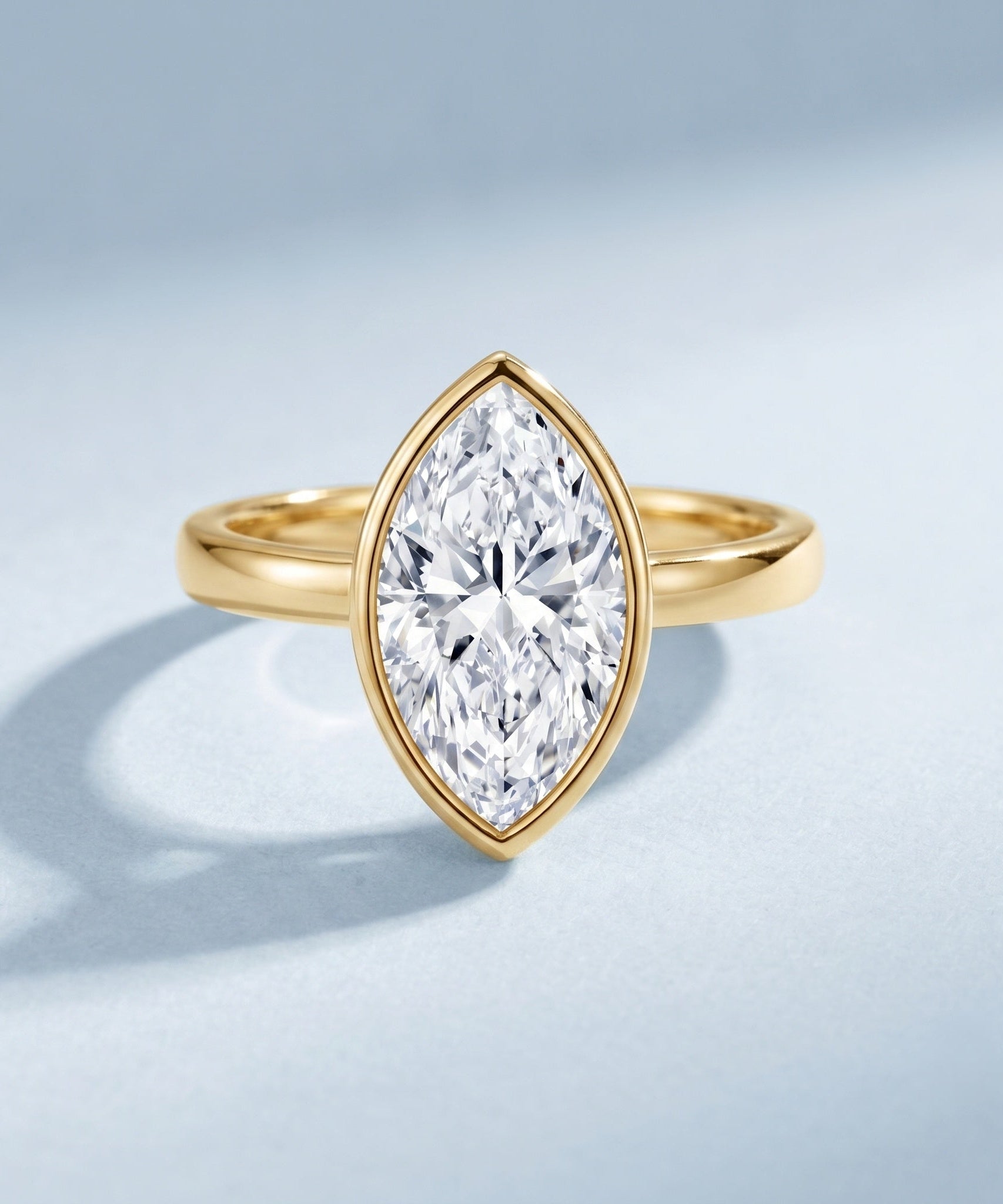 4 Carat Marquise Cut Lab Grown Diamond Bezel Engagement Ring with IGI Certificate