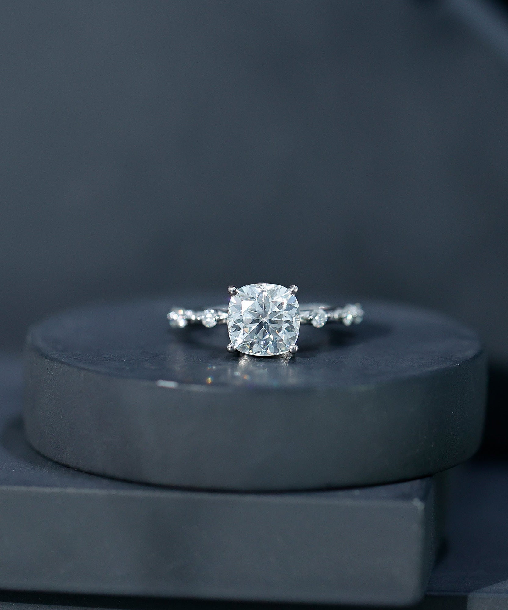 Cushion Cut 2 Carat Lab Grown Diamond Solitaire Engagement Ring with IGI Certificate