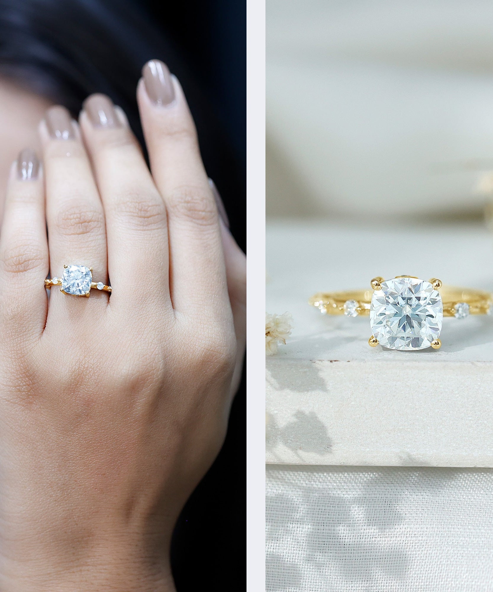 Cushion Cut 2 Carat Lab Grown Diamond Solitaire Engagement Ring with IGI Certificate