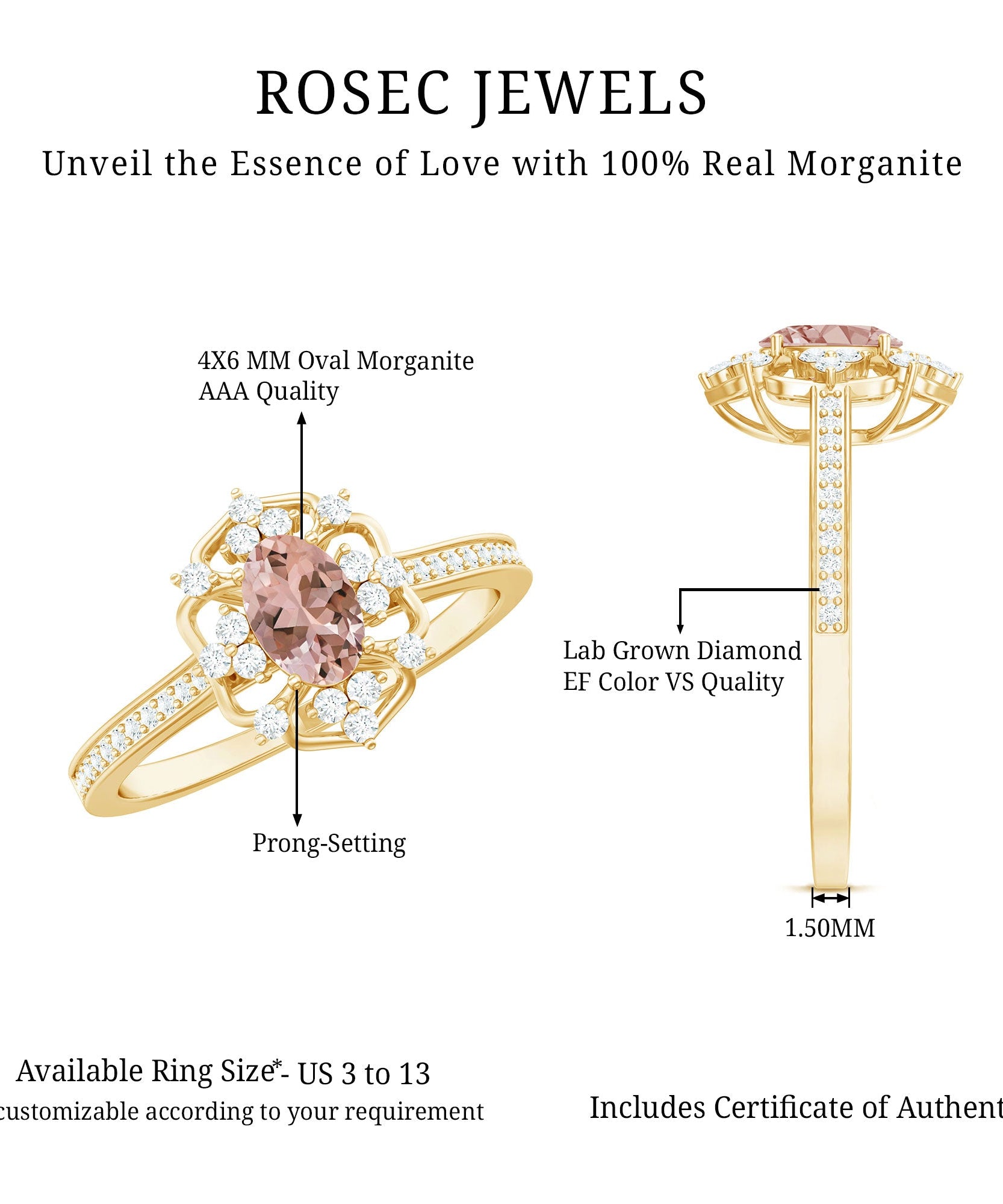 Vintage Inspired Morganite Engagement Ring with Diamonds