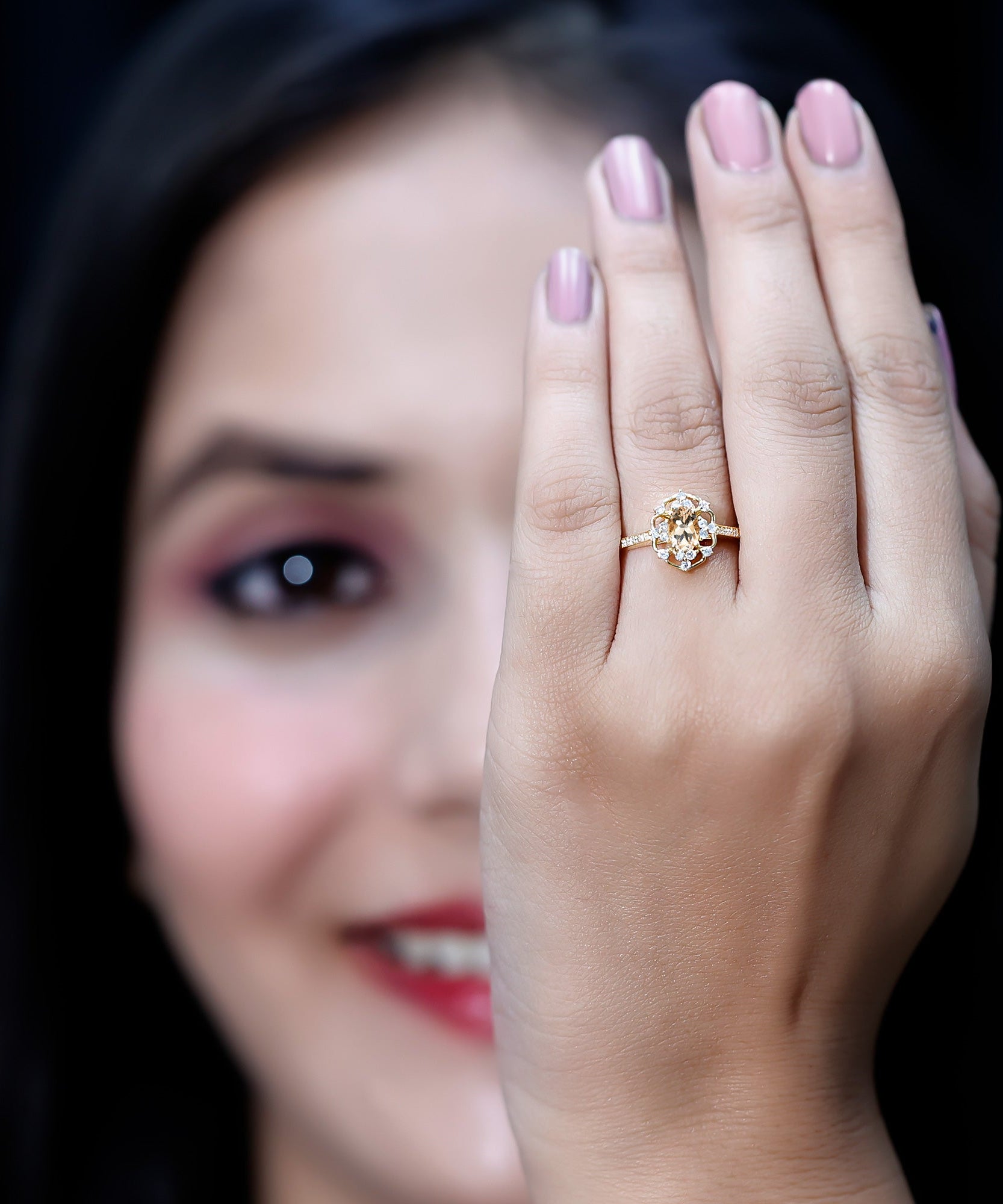 Vintage Inspired Morganite Engagement Ring with Diamonds