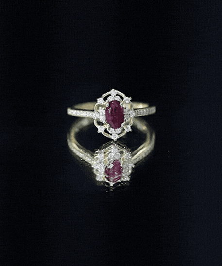 Vintage Engagement Ring with Rhodolite Garnet and Diamond