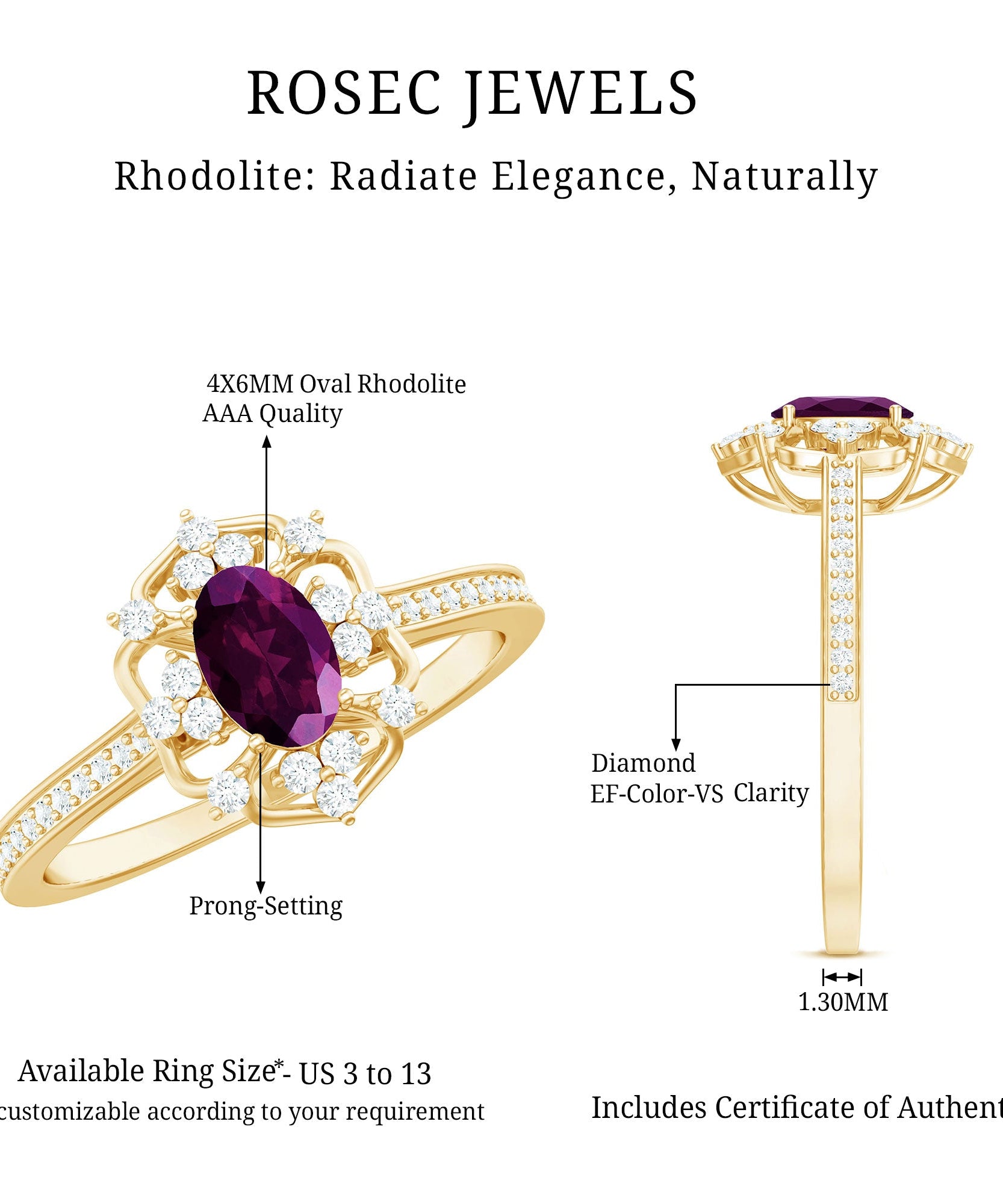 Vintage Engagement Ring with Rhodolite Garnet and Diamond