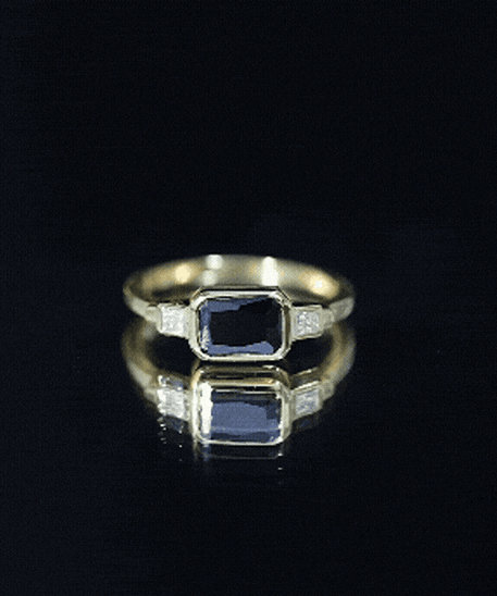 Lab Grown Black Diamond Bezel Set Engagement Ring For Women