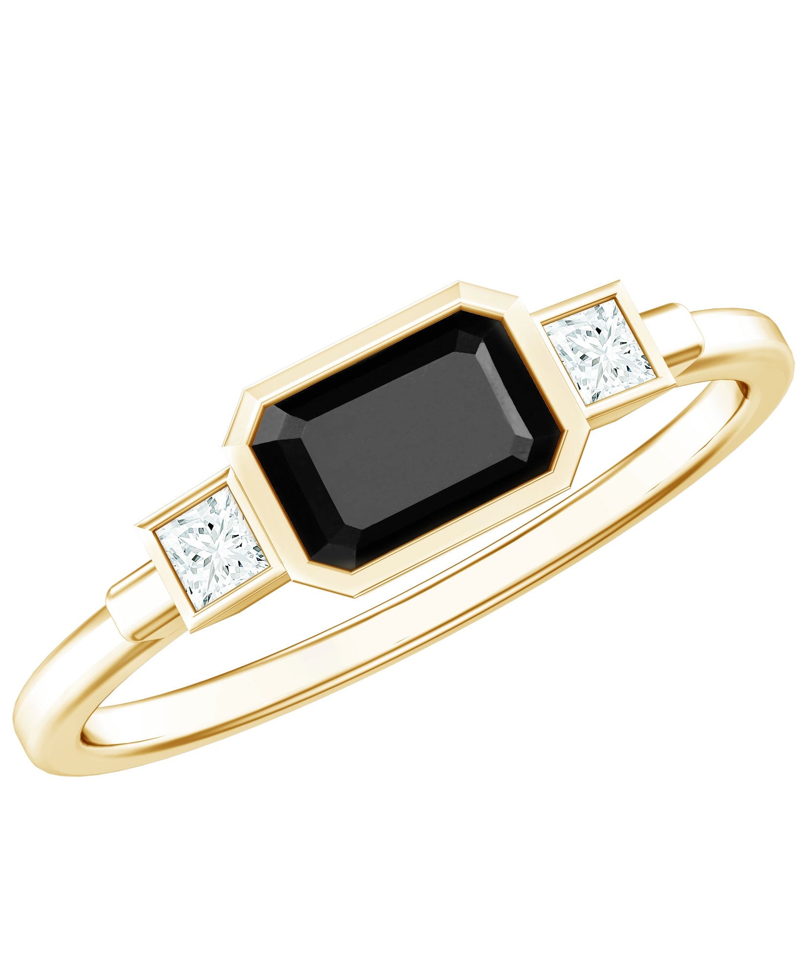 Lab Grown Black Diamond Bezel Set Engagement Ring For Women