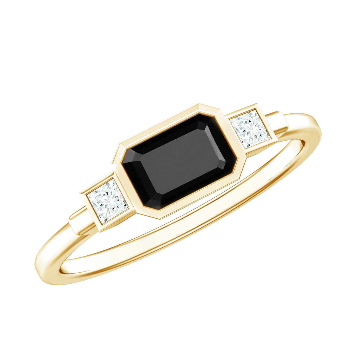 Lab Grown Black Diamond Bezel Set Engagement Ring For Women
