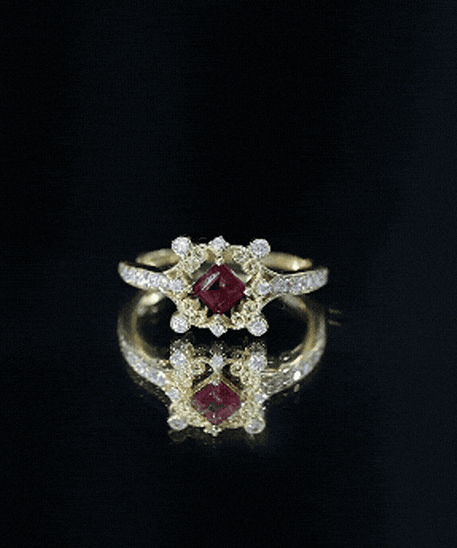 Certified Lab Grown Ruby Diamond Retro Engagement Ring