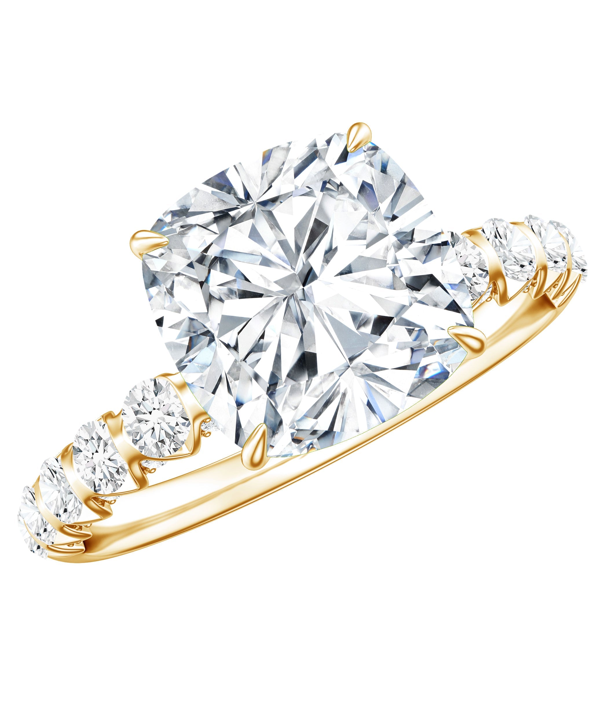 3 Carat IGI Certified Lab Grown Diamond Cushion Cut Engagement Ring with Side Stones