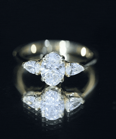 1 Carat Lab Grown Diamond Three Stone Engagement Ring with IGI Certificate