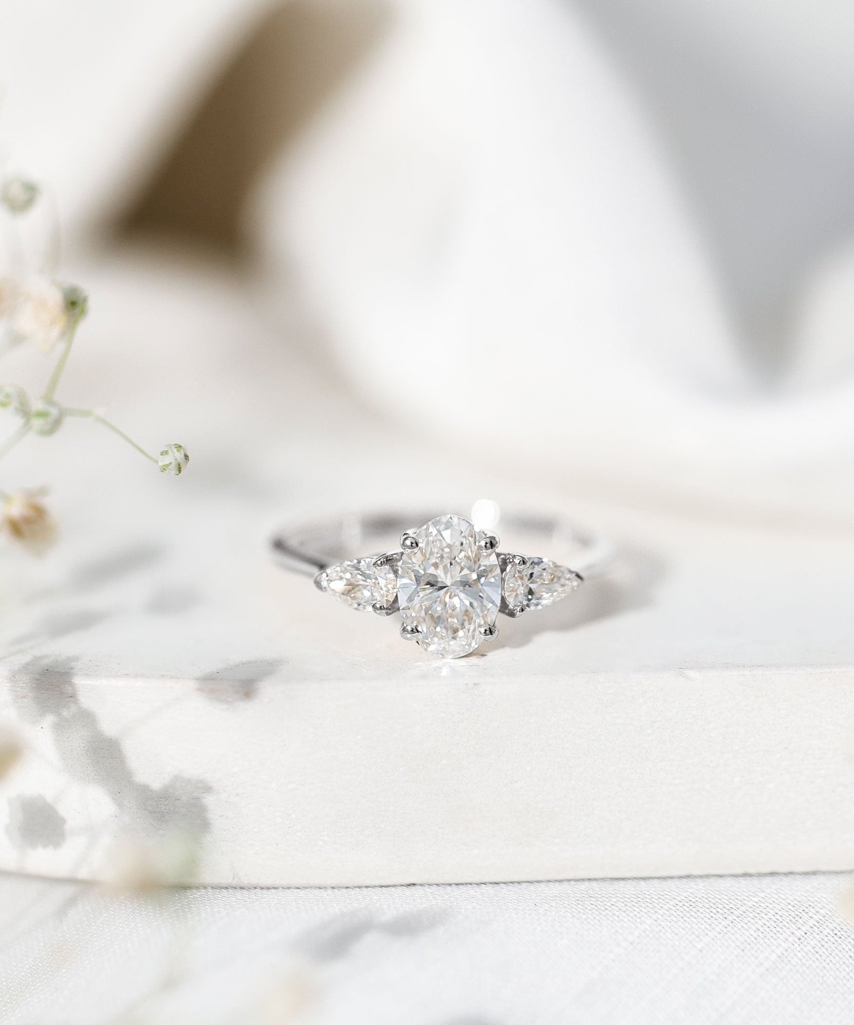 1 Carat Lab Grown Diamond Three Stone Engagement Ring with IGI Certificate