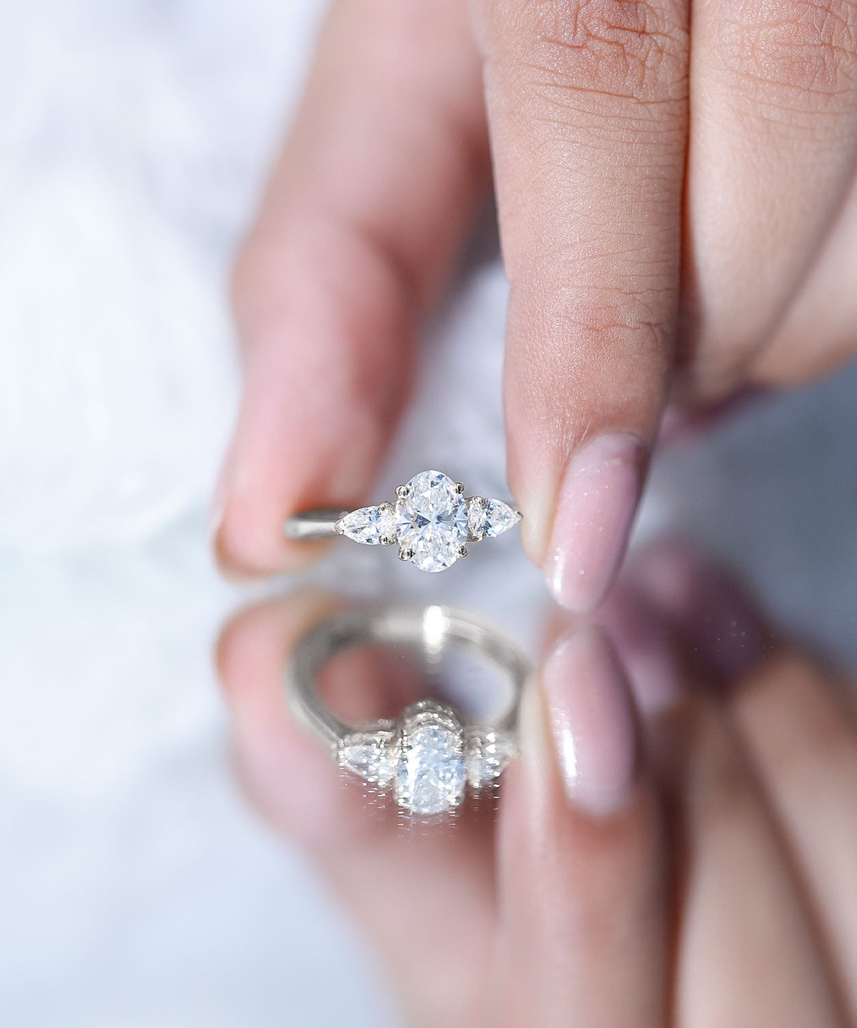 1 Carat Lab Grown Diamond Three Stone Engagement Ring with IGI Certificate