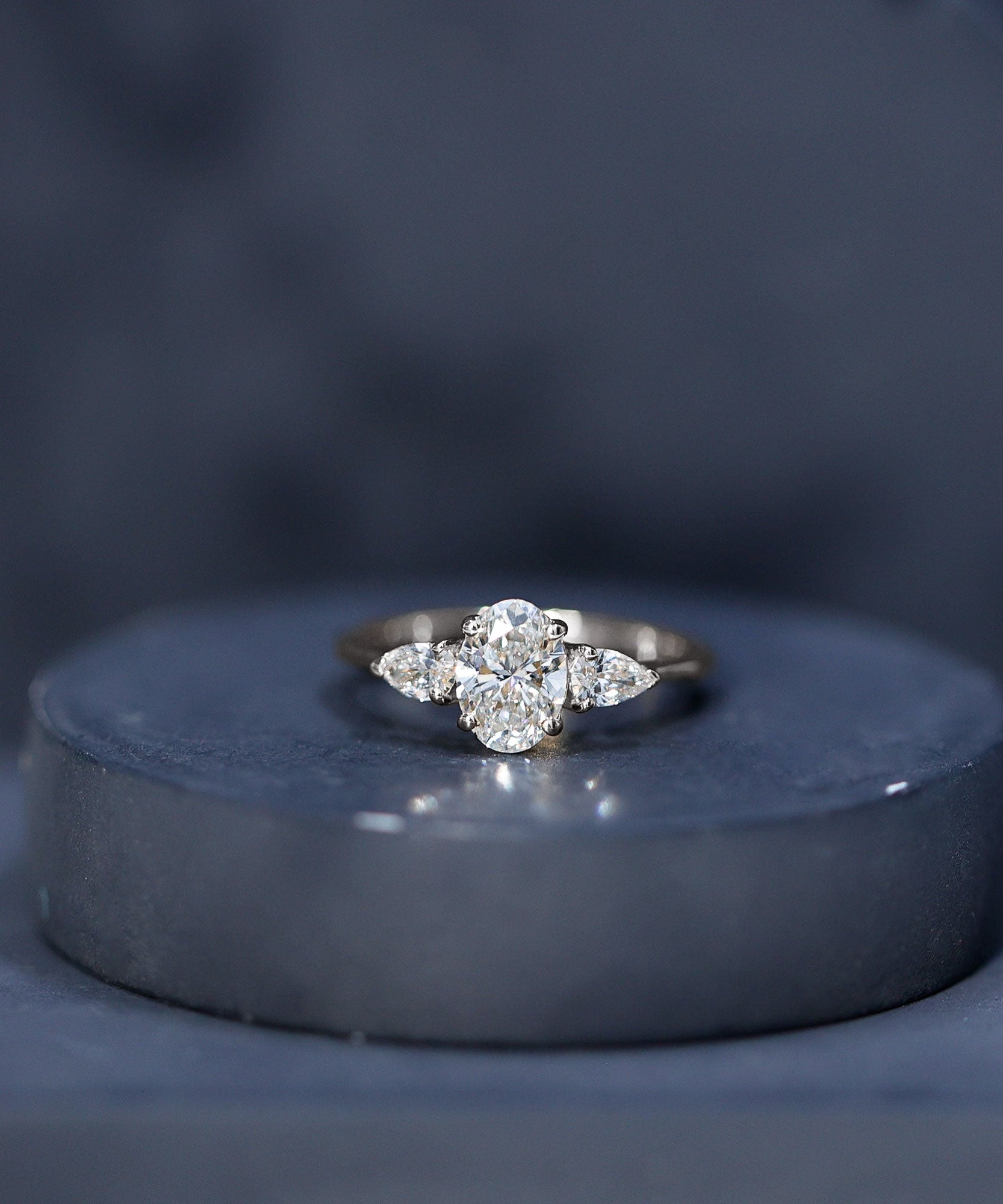 1 Carat Lab Grown Diamond Three Stone Engagement Ring with IGI Certificate