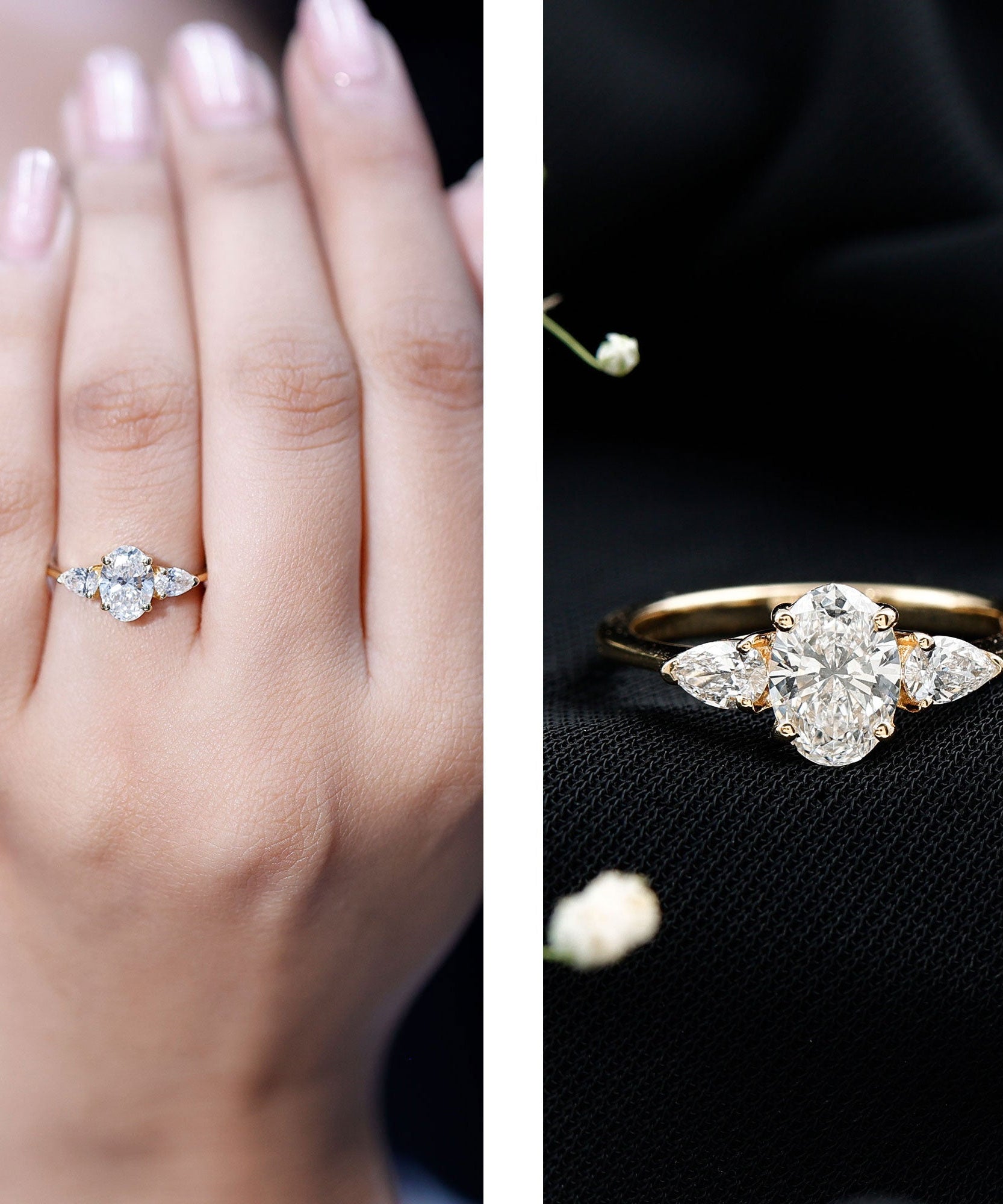 1 Carat Lab Grown Diamond Three Stone Engagement Ring with IGI Certificate