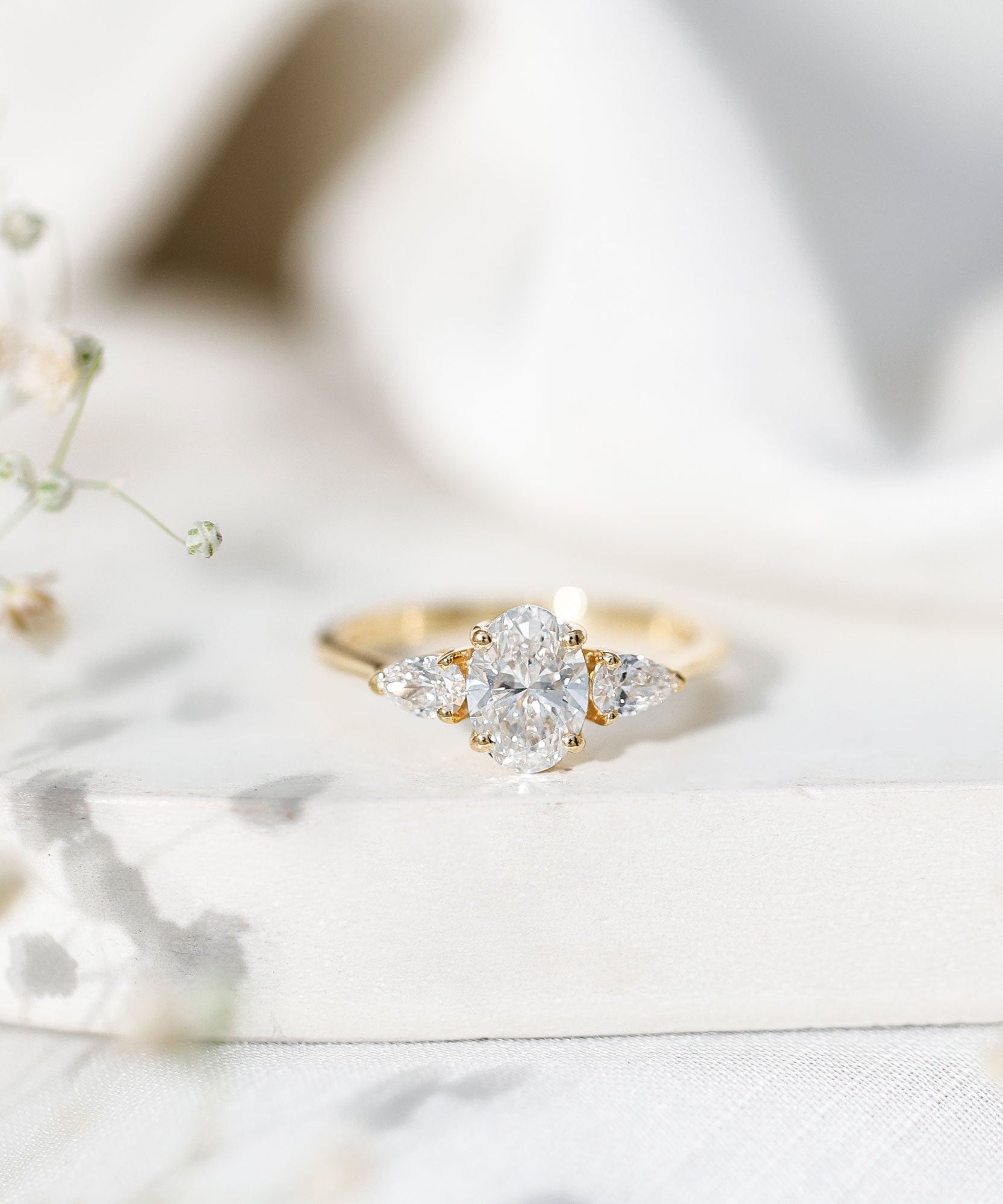 1 Carat Lab Grown Diamond Three Stone Engagement Ring with IGI Certificate