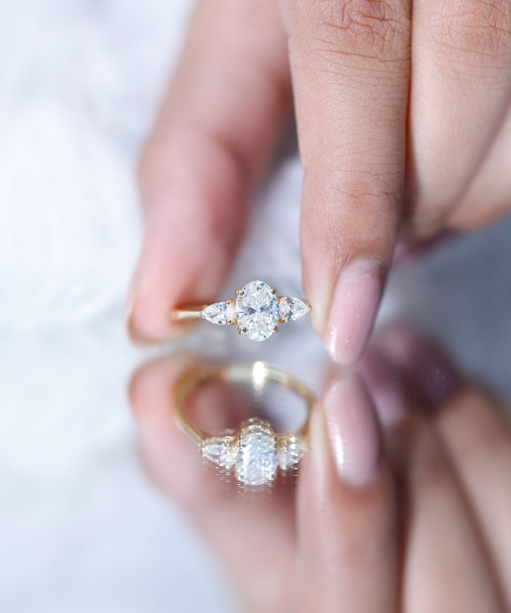 1 Carat Lab Grown Diamond Three Stone Engagement Ring with IGI Certificate